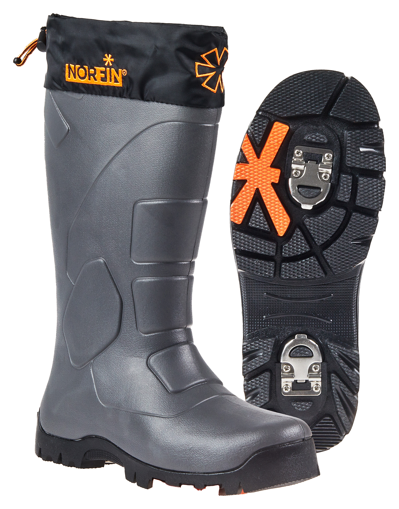 Image of Norfin Klondike 2 Insulated Rubber Boots with Built-In Ice Cleats for Men - Gray - 8M