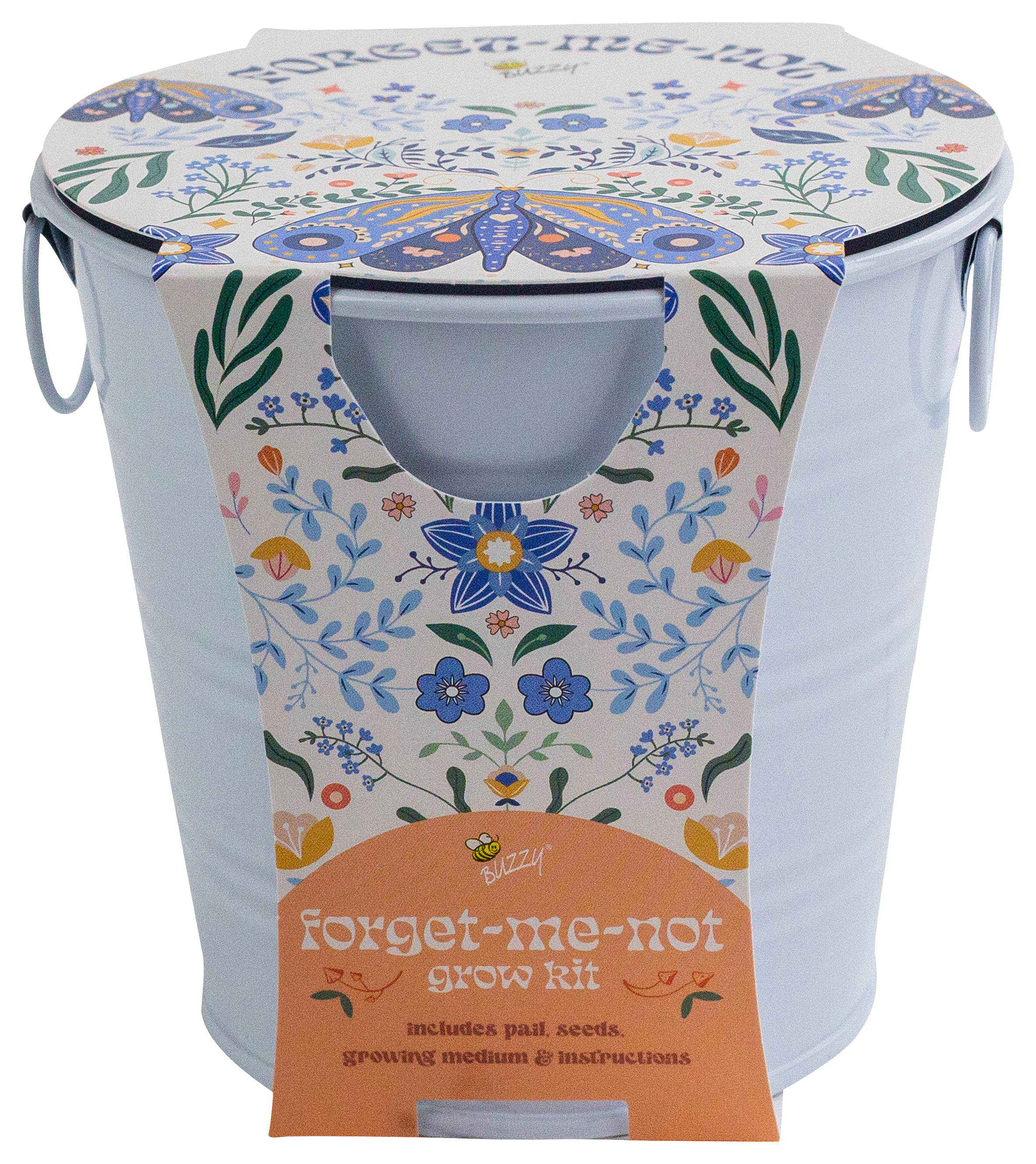 Image of Buzzy Forget-Me-Not Painted Pail Grow Kit