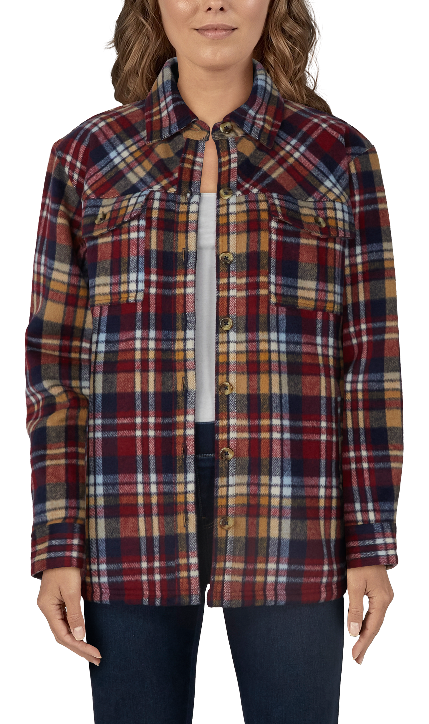 NATURAL REFLECTIONS Plaid Flannel Long-Sleeve Shacket
