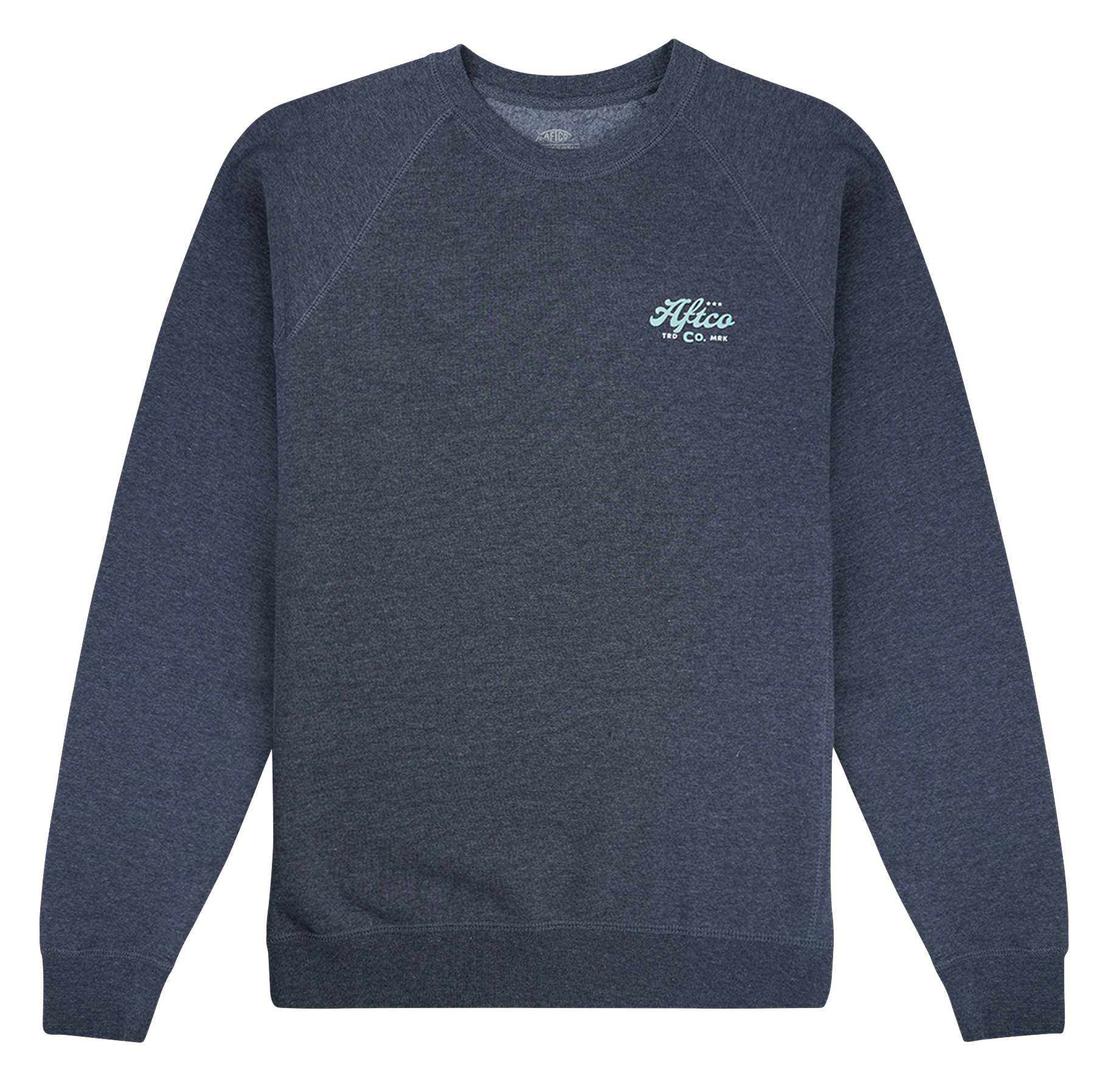 Image of AFTCO Wordmark Fleece Crew-Neck Long-Sleeve Sweatshirt for Ladies - Navy Heather - M