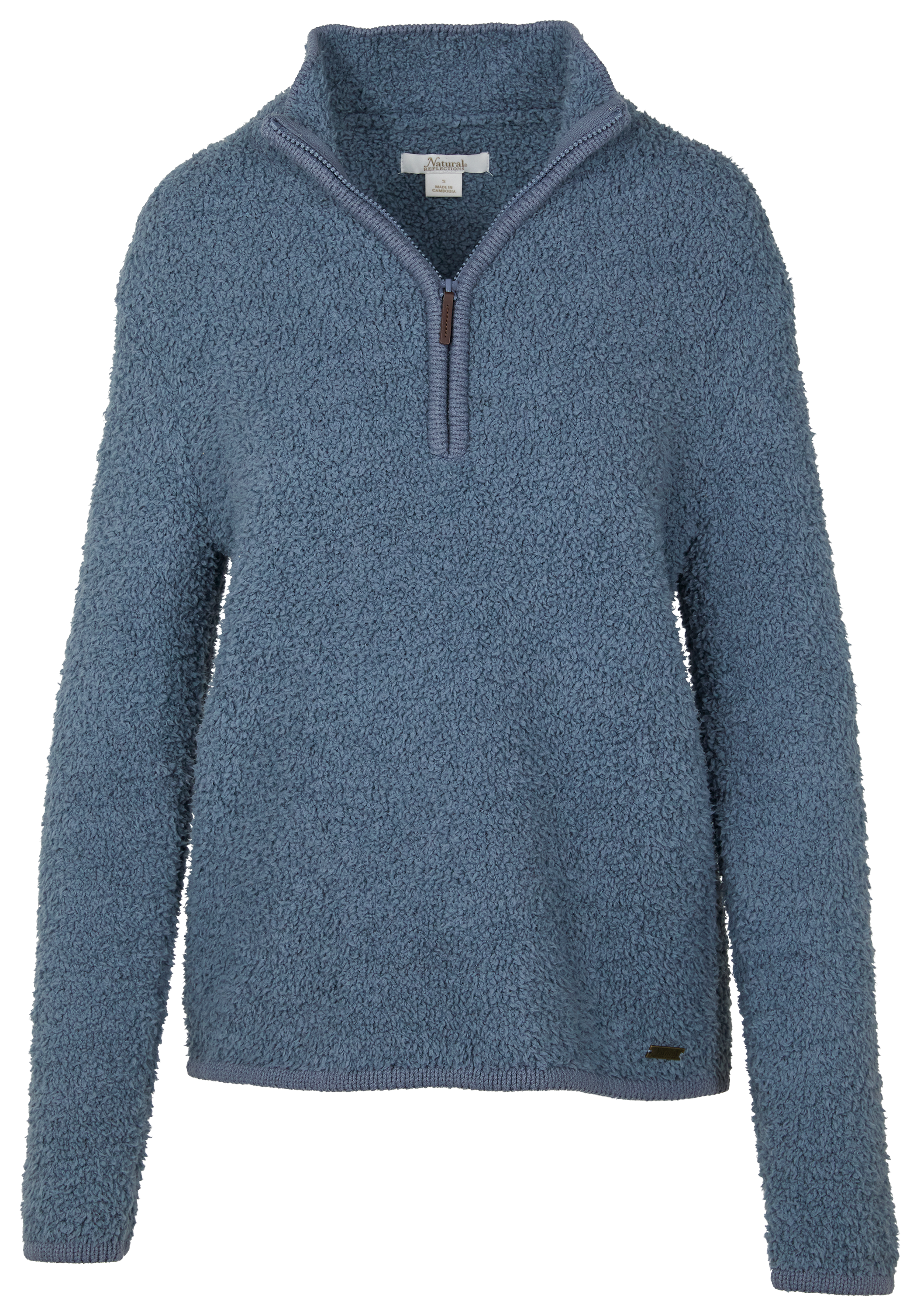 Image of Natural Reflections Sherpa Cabin Quarter-Zip Long-Sleeve Sweater - Flint Stone