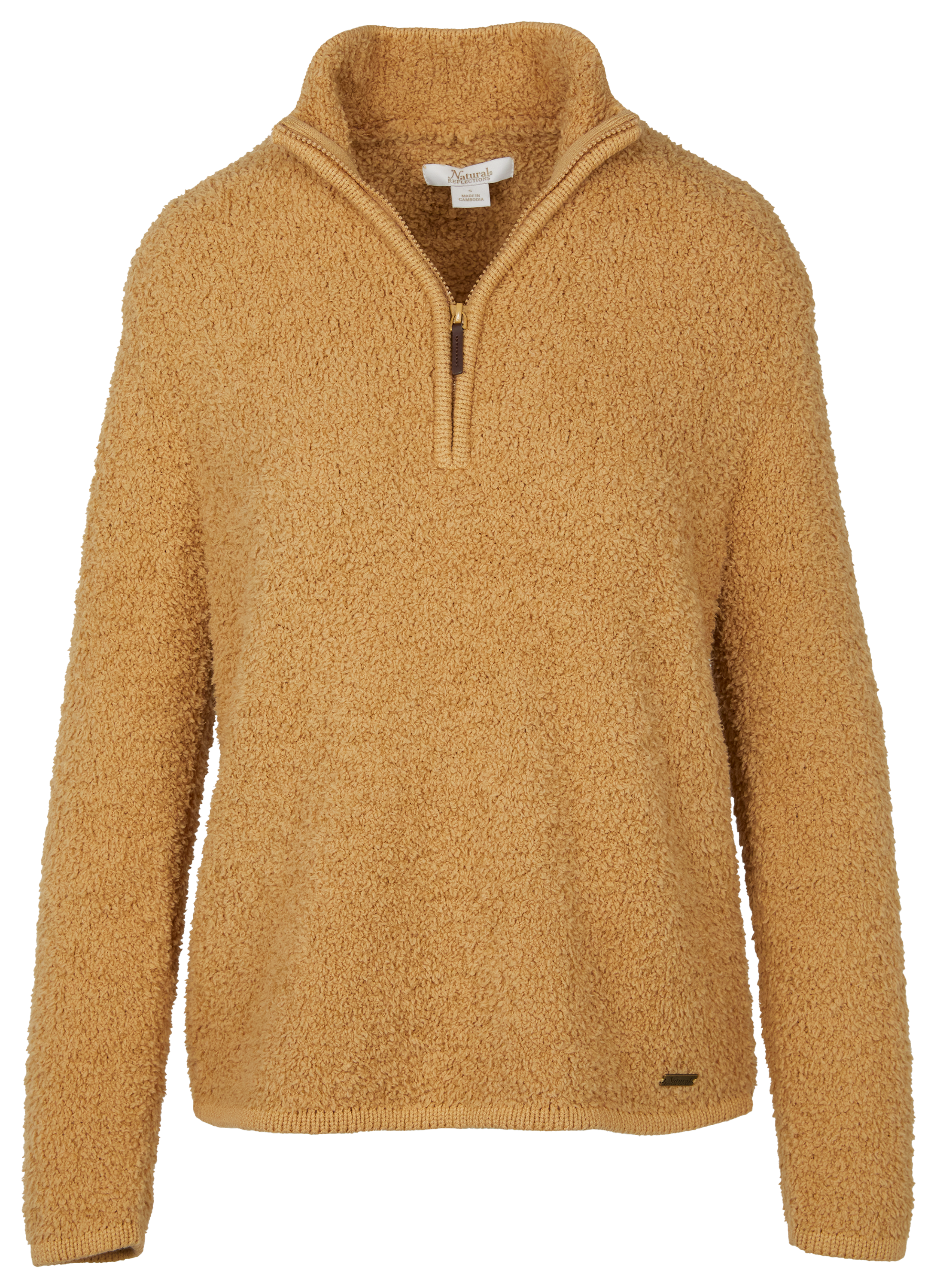 Image of Natural Reflections Sherpa Cabin Quarter-Zip Long-Sleeve Sweater - Iced Coffee