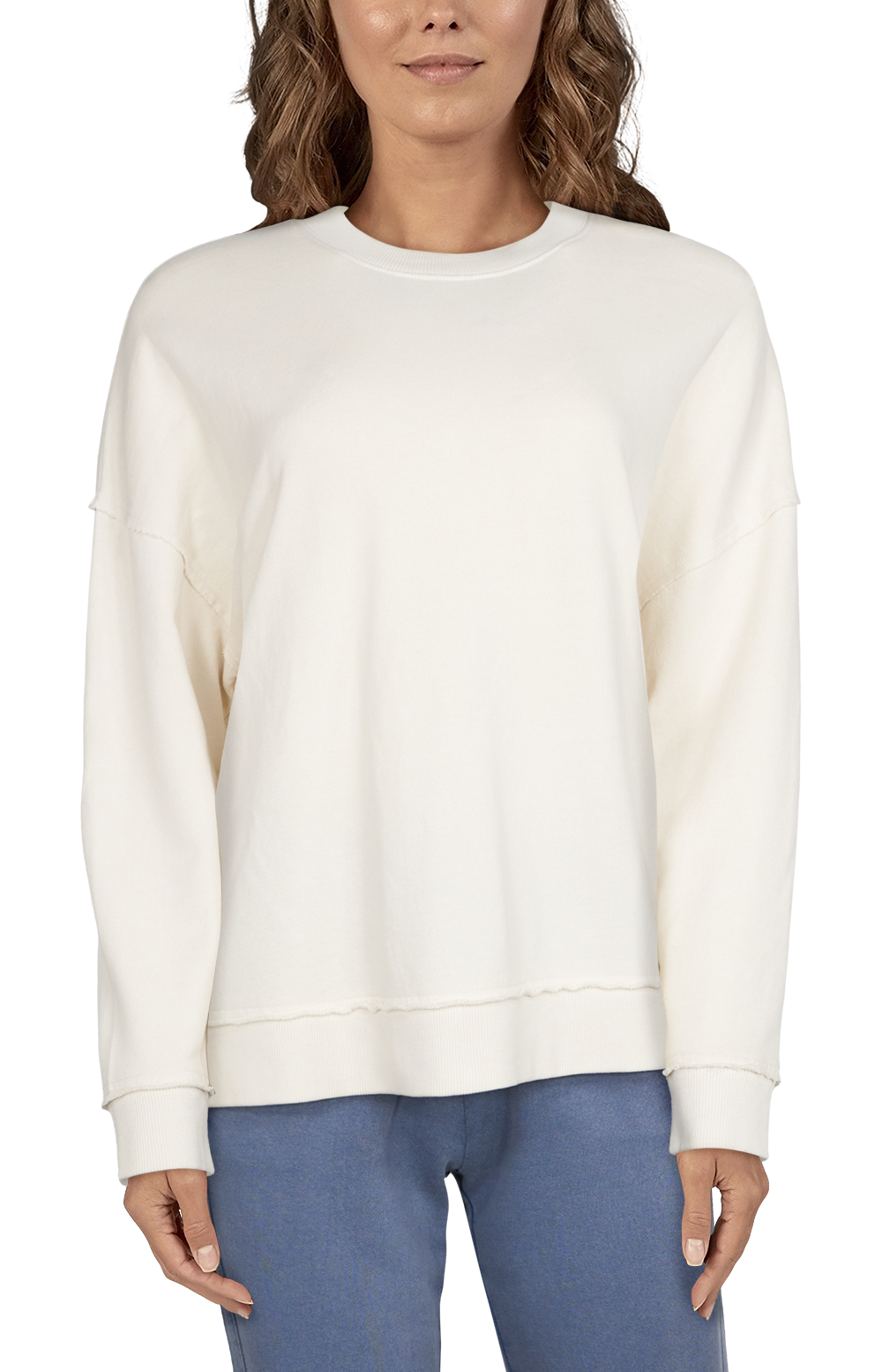 Image of Natural Reflections Harbor French Terry Sweatshirt for Ladies - Buttercream - XS