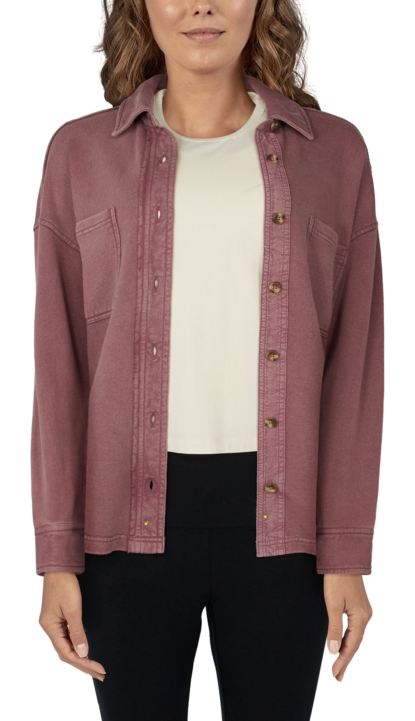 Natural Reflections Harbor French Terry Shirt Jacket for Ladies                                                                 