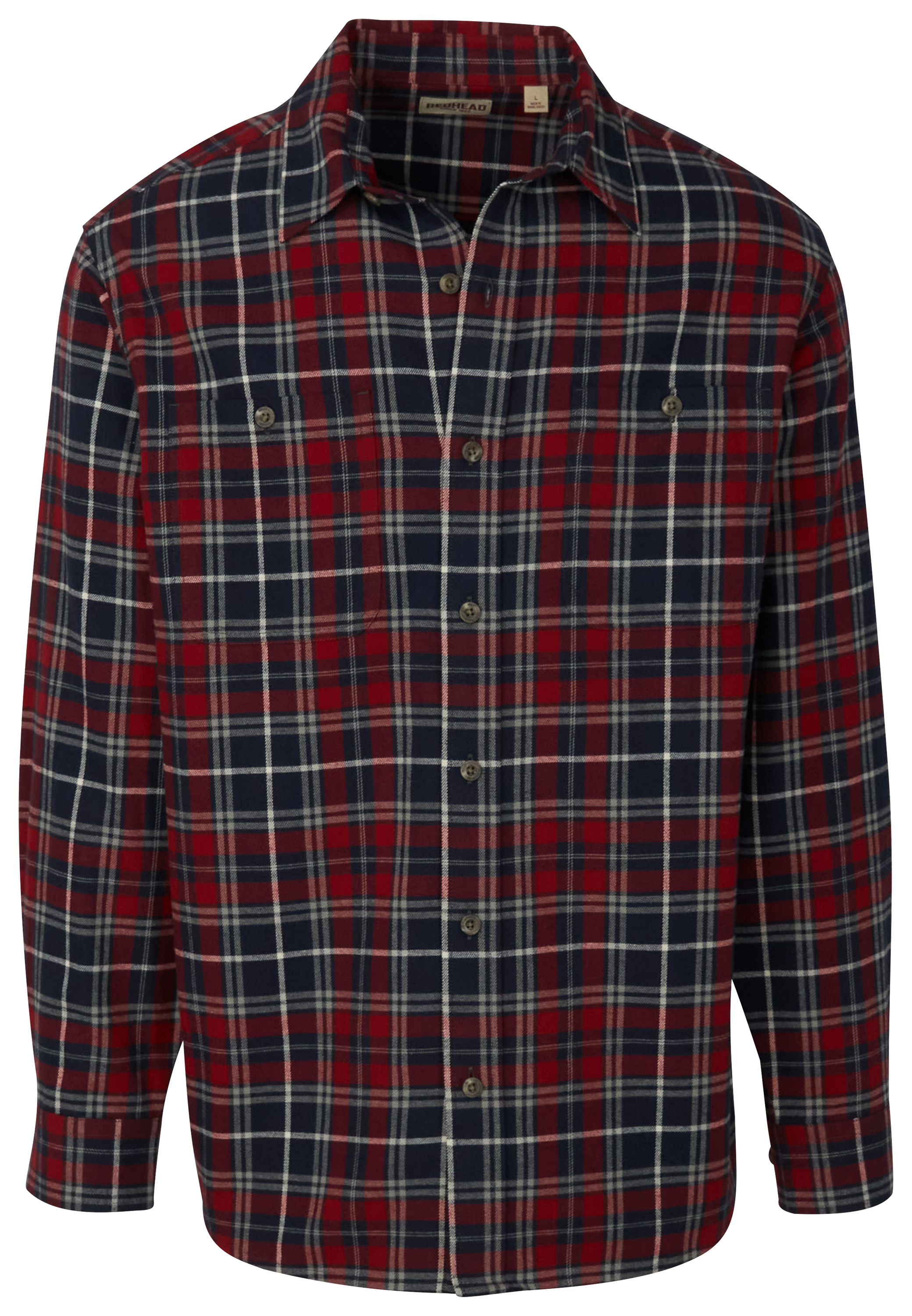 Image of RedHead Ozark Mountain Flannel Long-Sleeve Button-Down Shirt for Men - Navy/Red - S