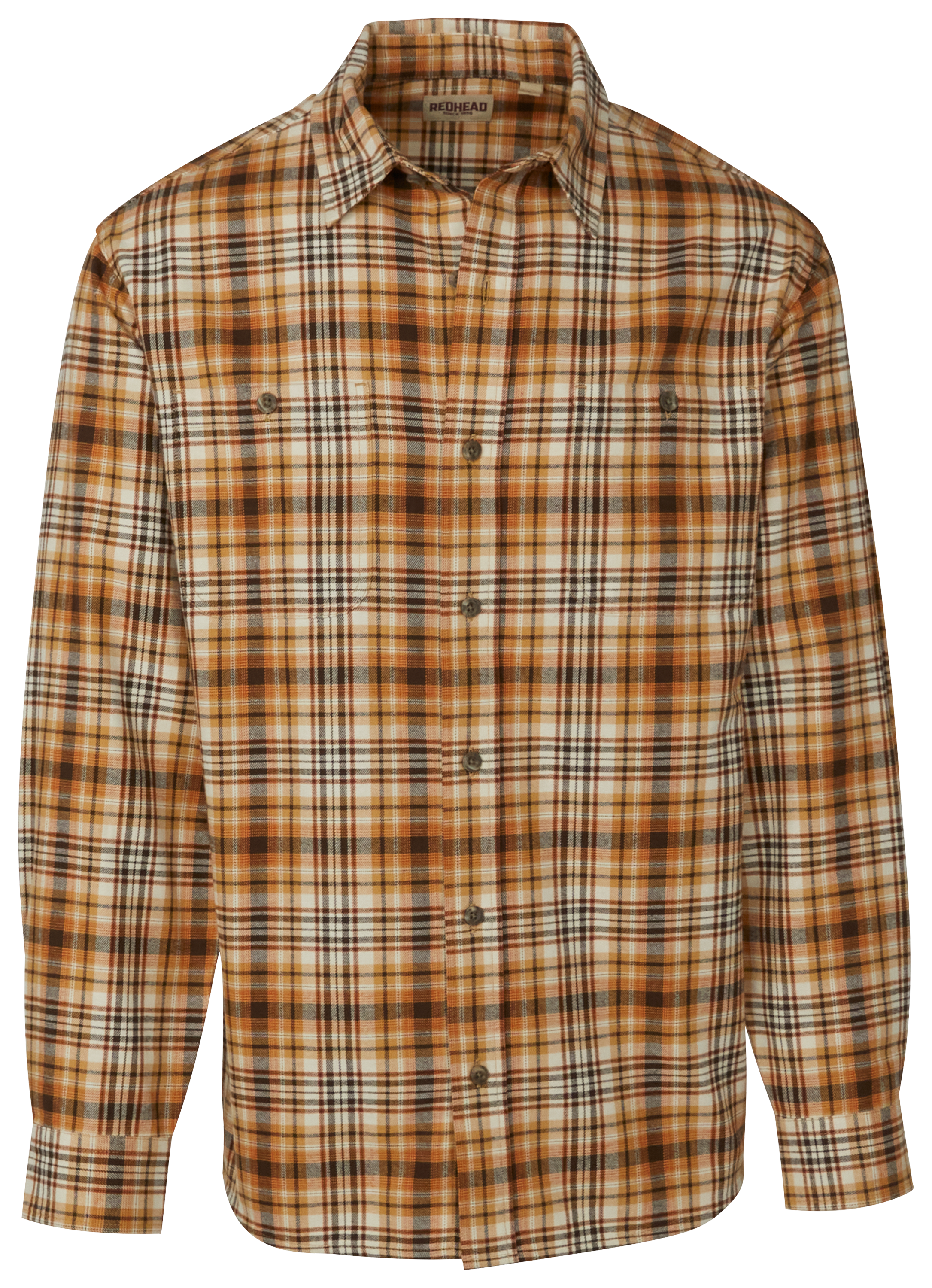 Image of RedHead Ozark Mountain Flannel Long-Sleeve Button-Up Shirt for Men - Wheat - S