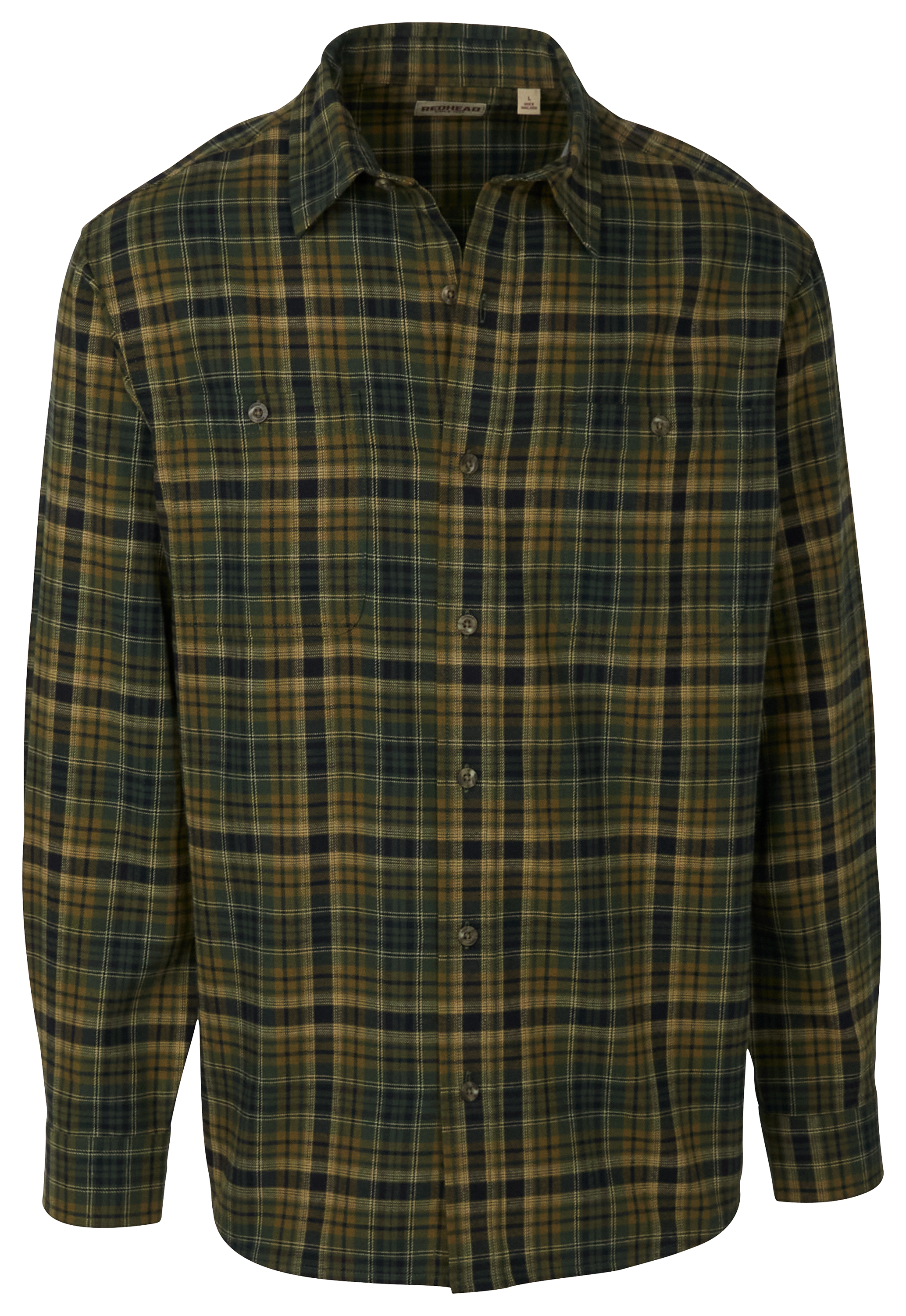 Image of RedHead Ozark Mountain Flannel Long-Sleeve Button-Down Shirt for Men - Kelp - S