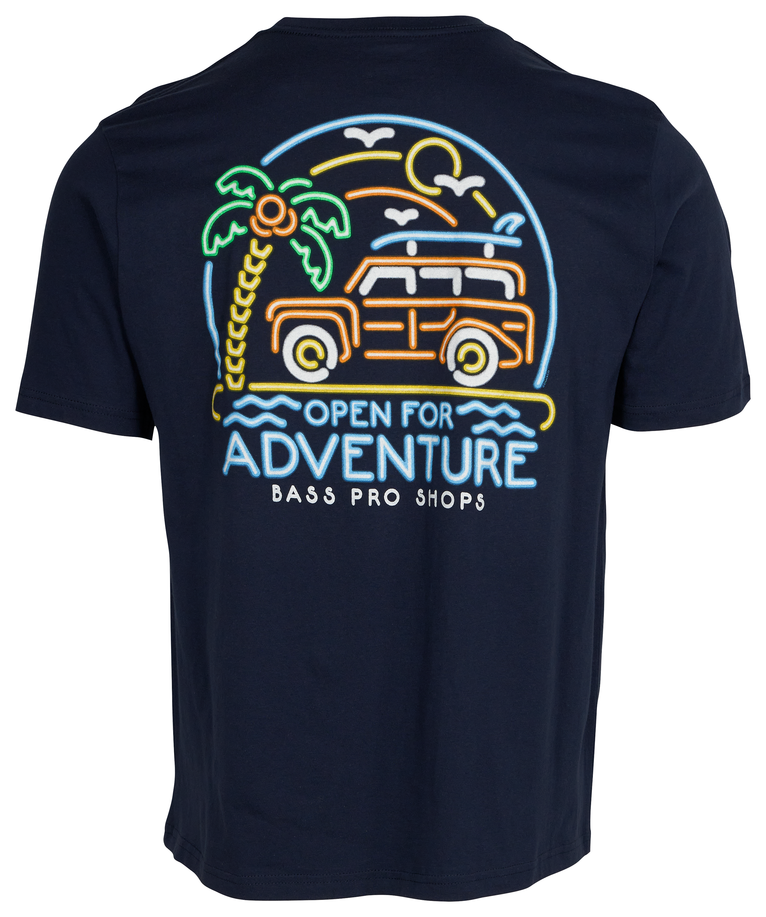 Image of Bass Pro Shops Neon Beach Sign Short-Sleeve T-Shirt for Men - Navy