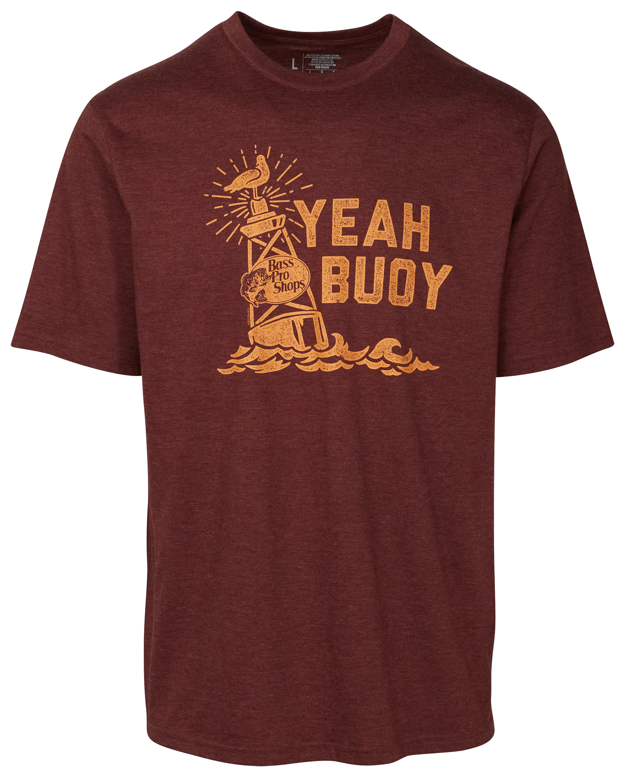 Image of Bass Pro Shops Yeah Buoy Short-Sleeve T-Shirt for Men - Heather Maroon