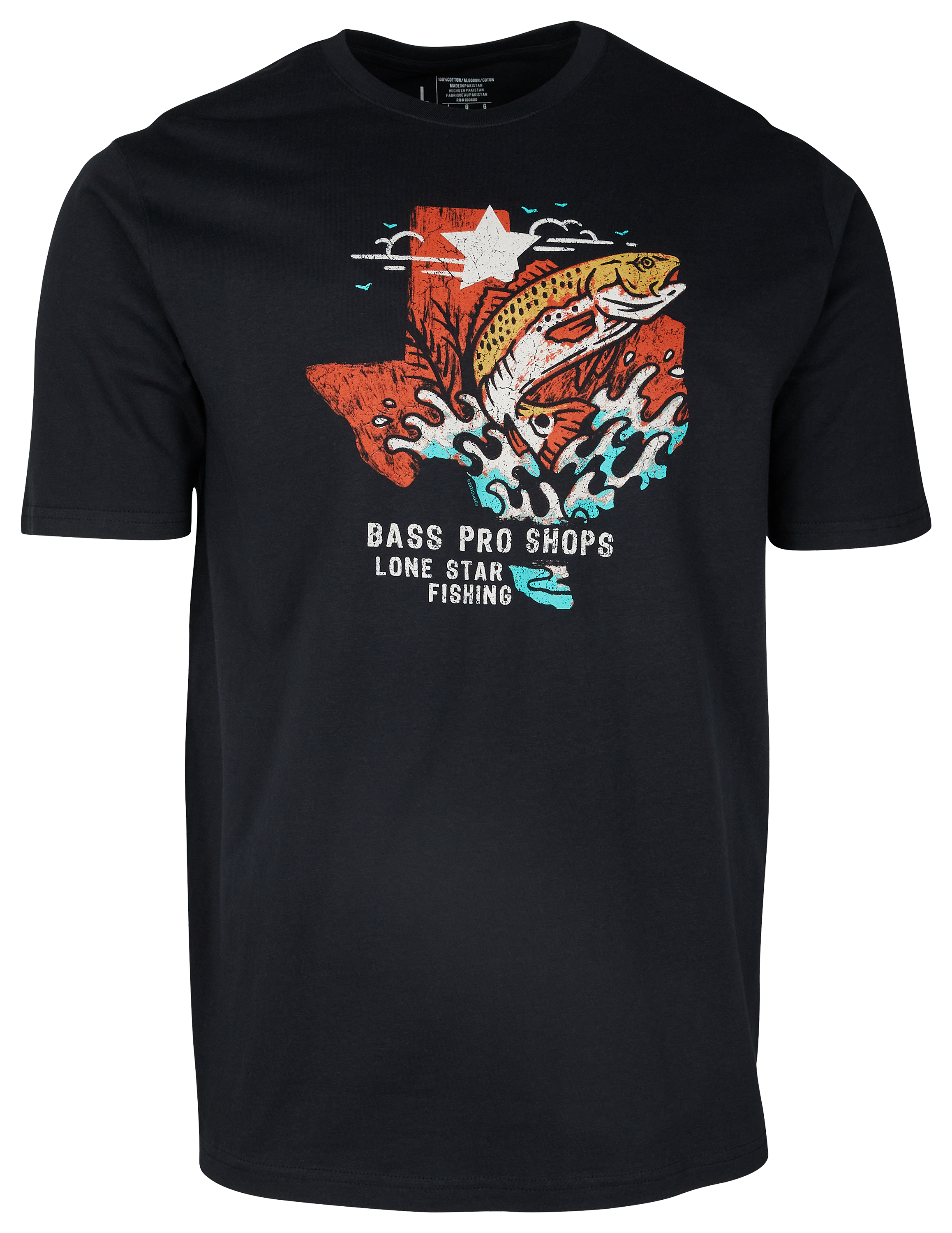 Image of Bass Pro Shops Texas Fish State Short-Sleeve T-Shirt for Men - TX/Black - L