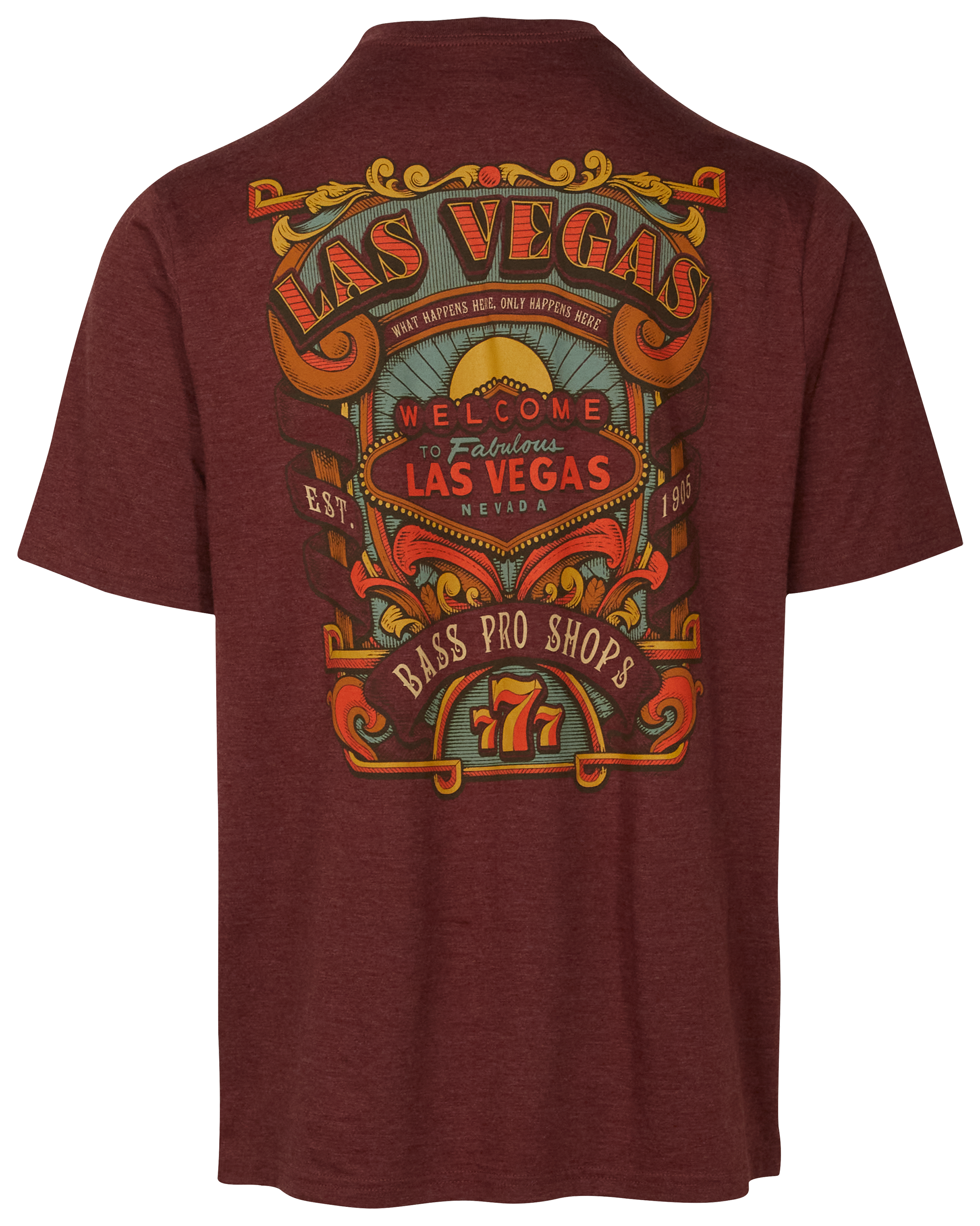Image of Bass Pro Shops Nevada Engraved Sign Short-Sleeve T-Shirt for Men - Heather Maroon