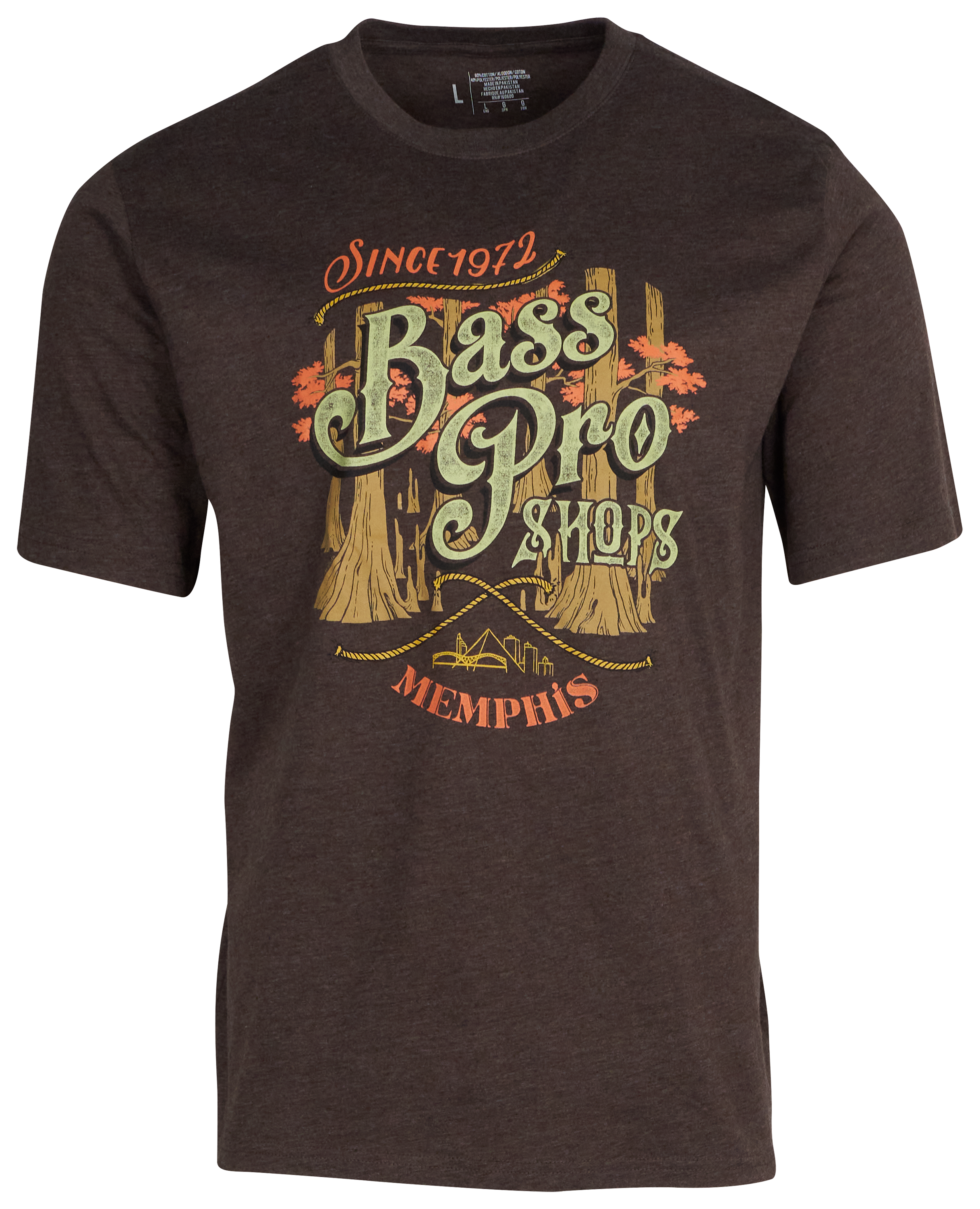 Image of Bass Pro Shops Memphis Lockup Short-Sleeve T-Shirt for Men - Heather Brown