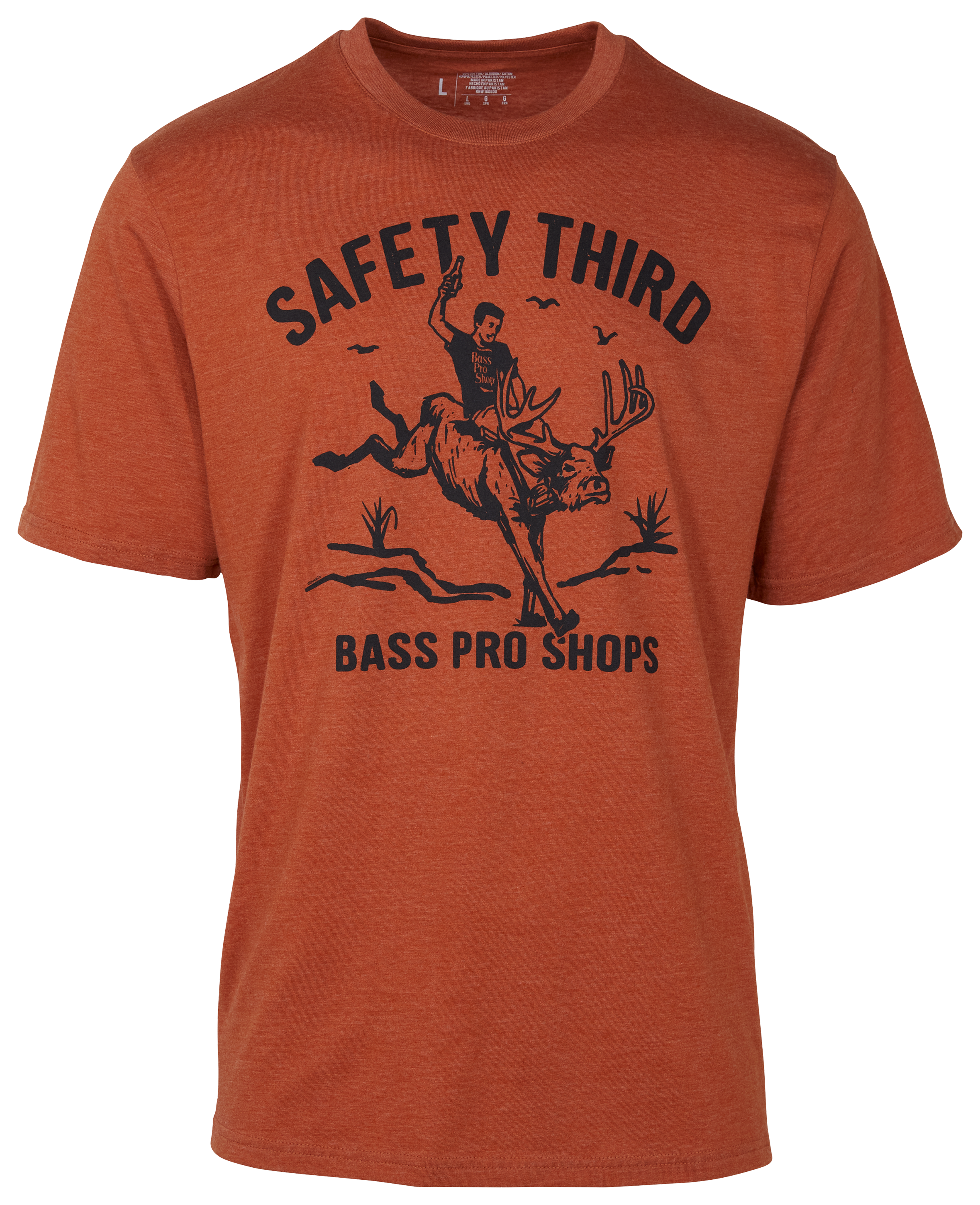 Image of Bass Pro Shops Safety Third Short-Sleeve T-Shirt for Men - Rust Heather