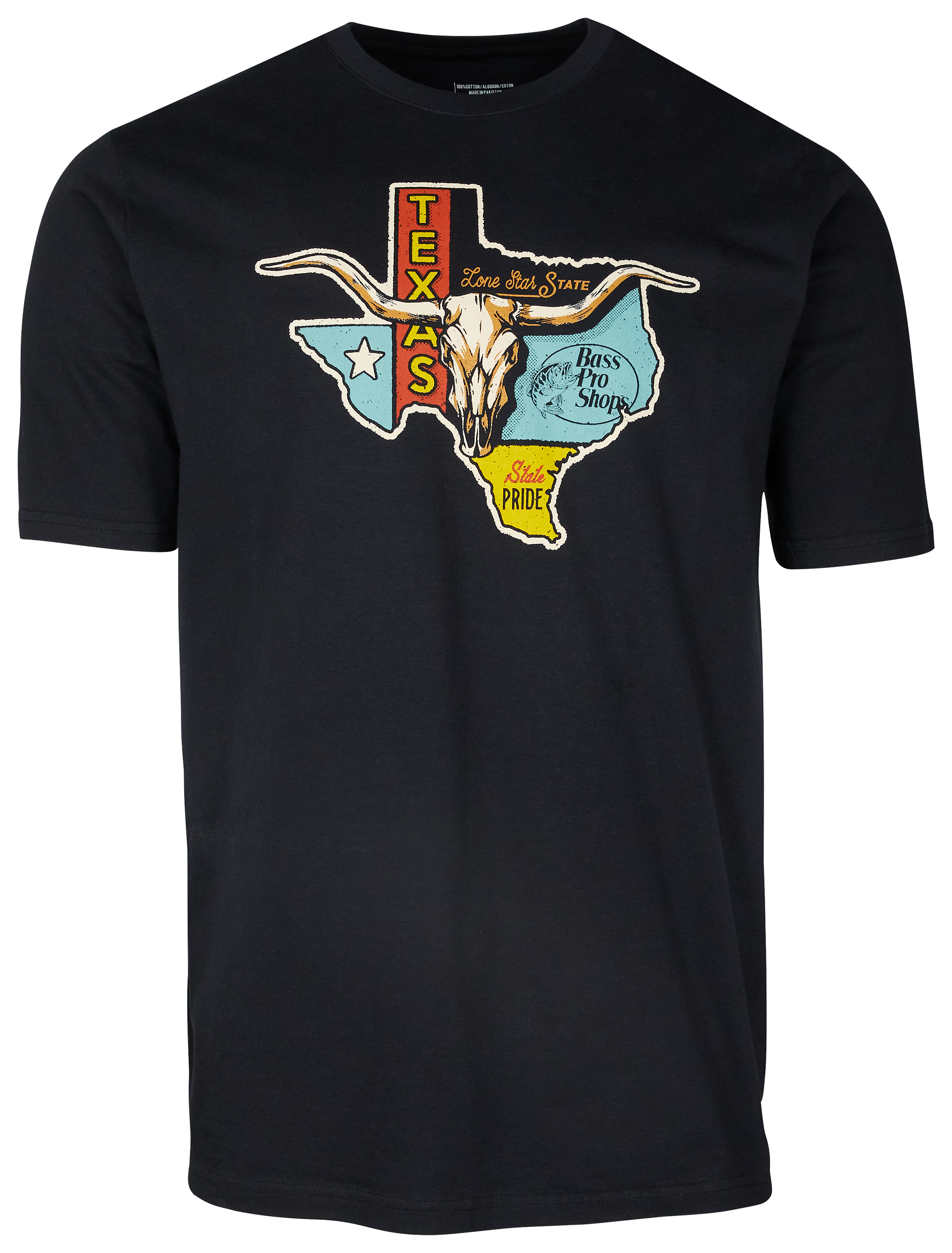 Image of Bass Pro Shops Texas Vintage State Short-Sleeve T-Shirt for Men - TX/Black - M