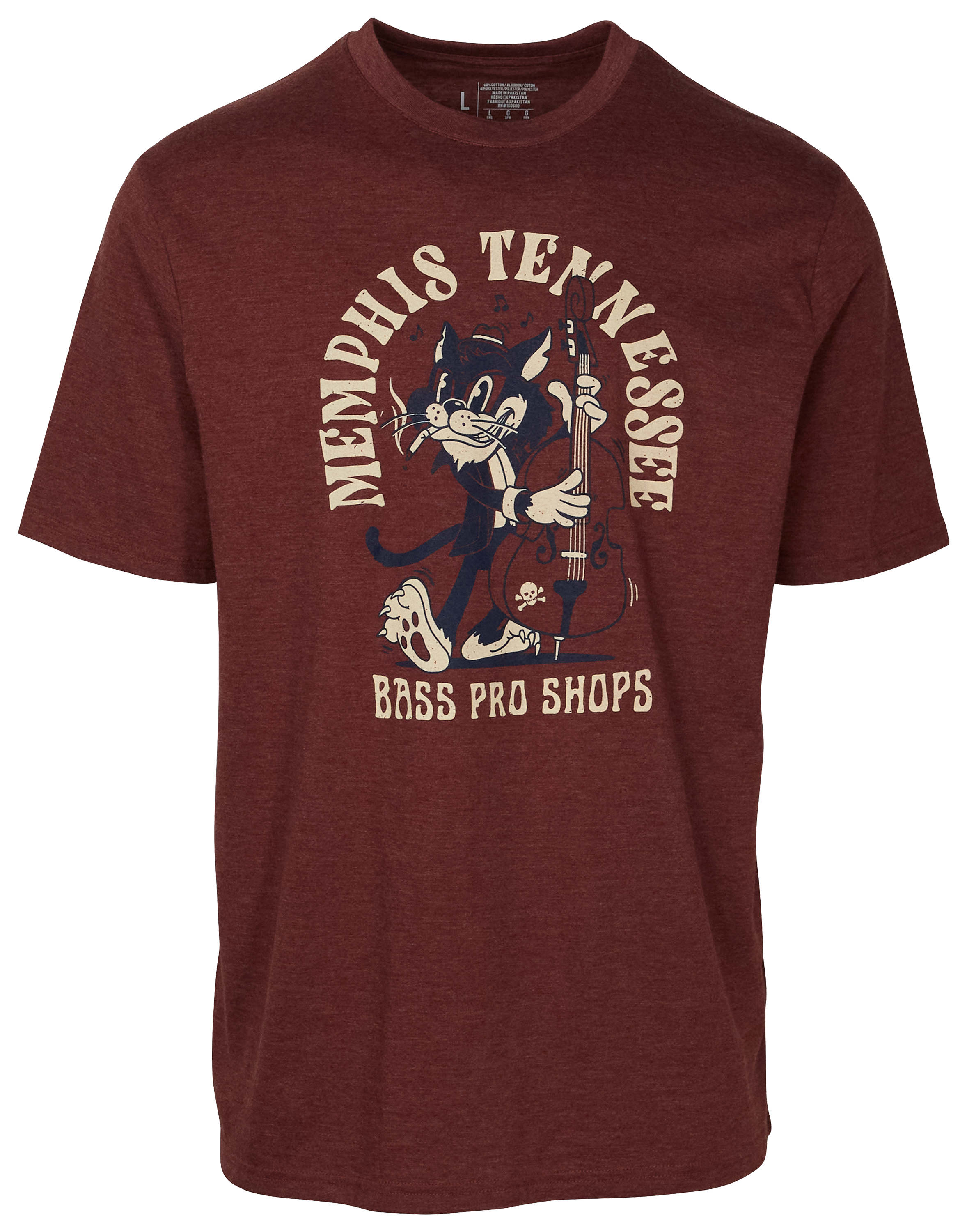 Image of Bass Pro Shops Tennessee Alley Cat Club Short-Sleeve T-Shirt for Men - Memphis/Maroon