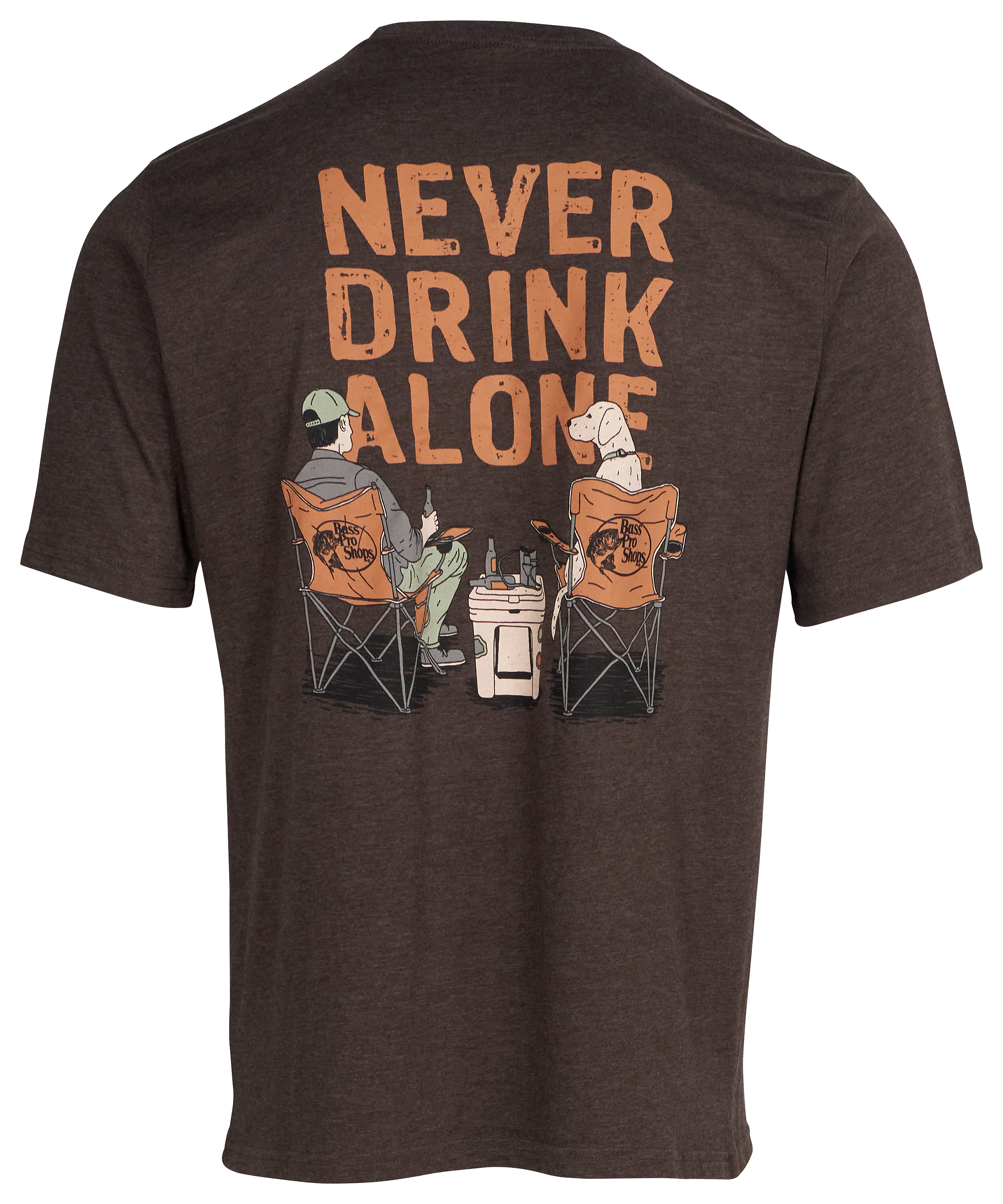 Image of Bass Pro Shops Never Drink Alone Short-Sleeve T-Shirt for Men - Heather Brown
