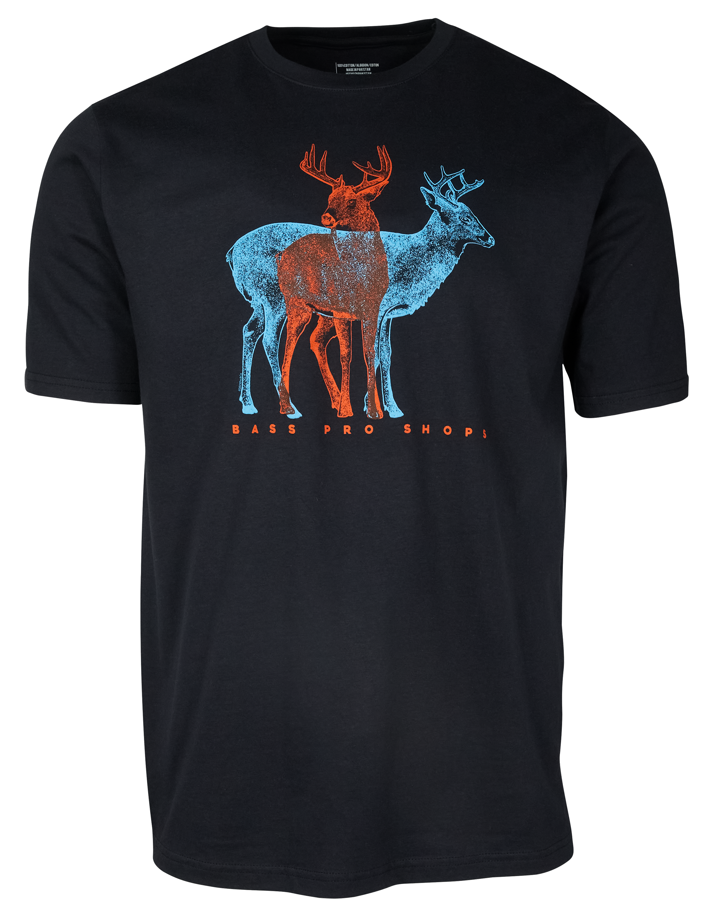 Image of Bass Pro Shops Double Exposure Deer Short-Sleeve T-Shirt for Men - Black - 2XL