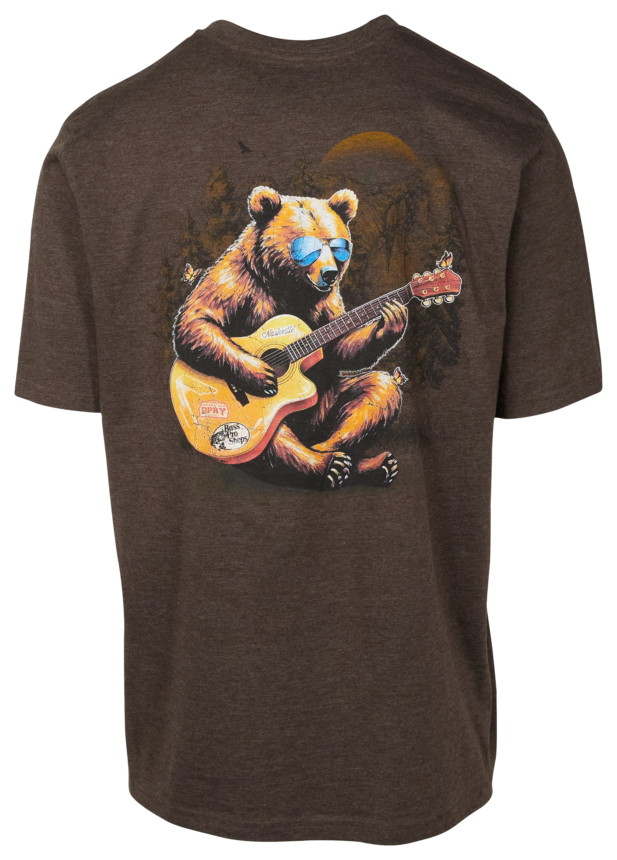 Image of Bass Pro Shops Jammin Bear Short-Sleeve T-Shirt for Men - Heather Brown