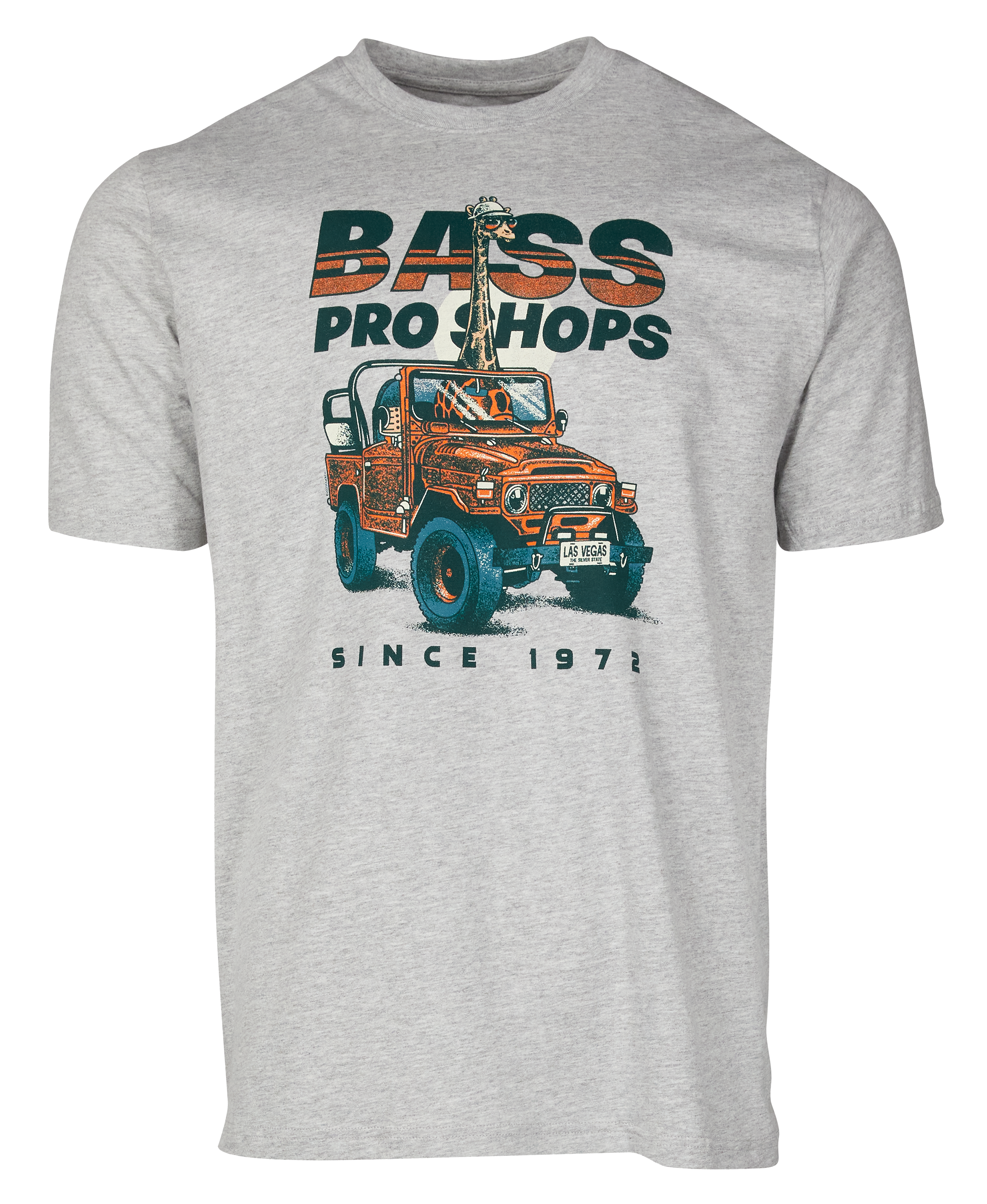 Image of Bass Pro Shops Nevada Giraffe Jeep Short-Sleeve T-Shirt for Men - Heather Gray