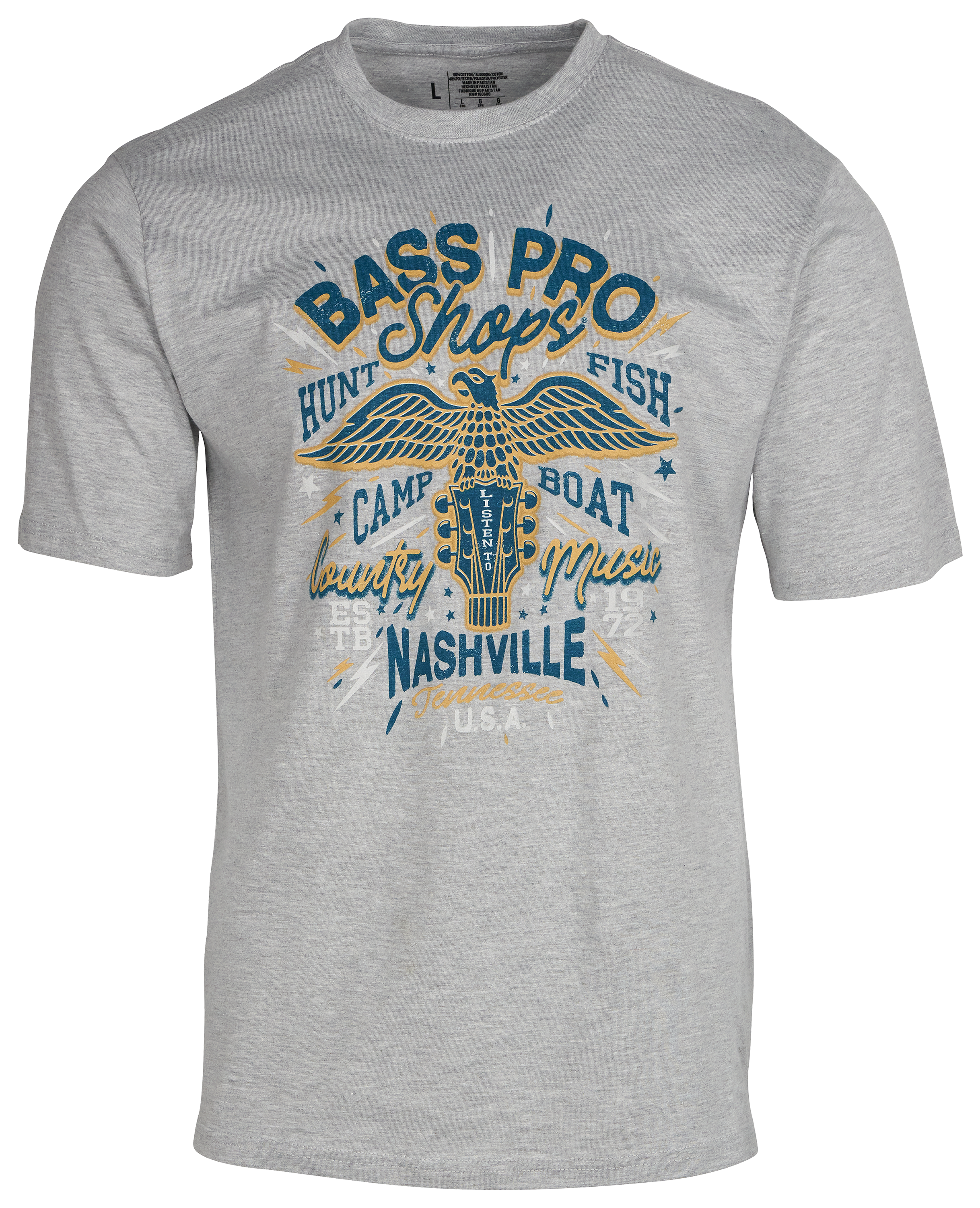Image of Bass Pro Shops Nashville Vintage Label Short-Sleeve T-Shirt for Men - Heather Gray