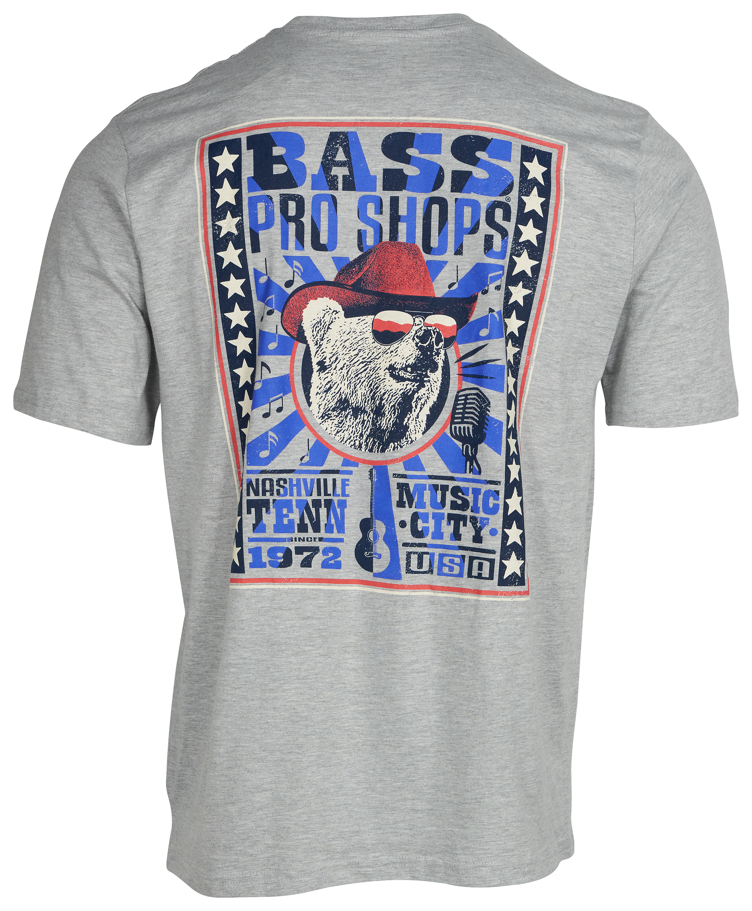 Image of Bass Pro Shops Nashville Music City Bear Short-Sleeve T-Shirt for Men - Heather Gray