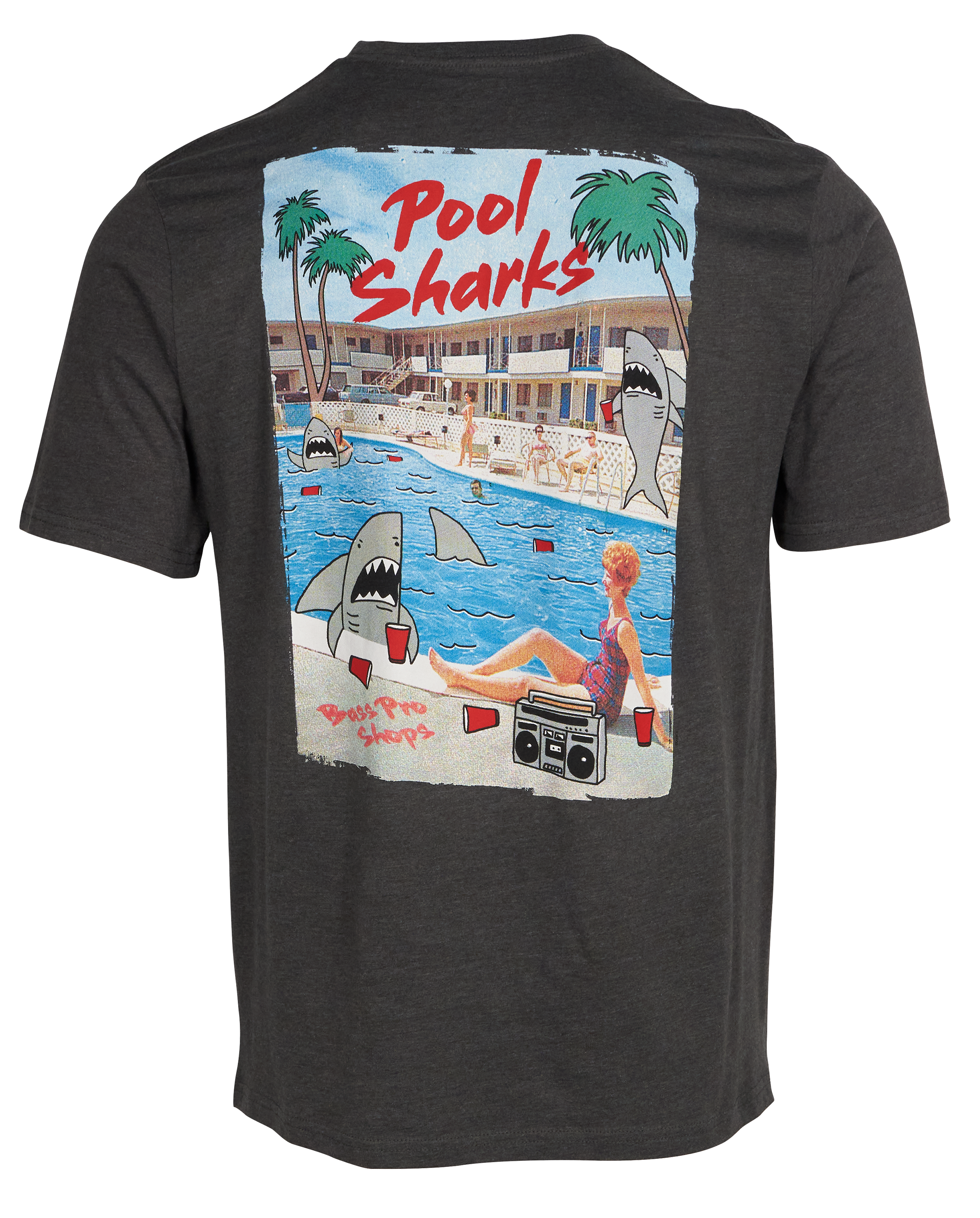 Image of Bass Pro Shops Pool Sharks Short-Sleeve T-Shirt for Men - Heather Charcoal
