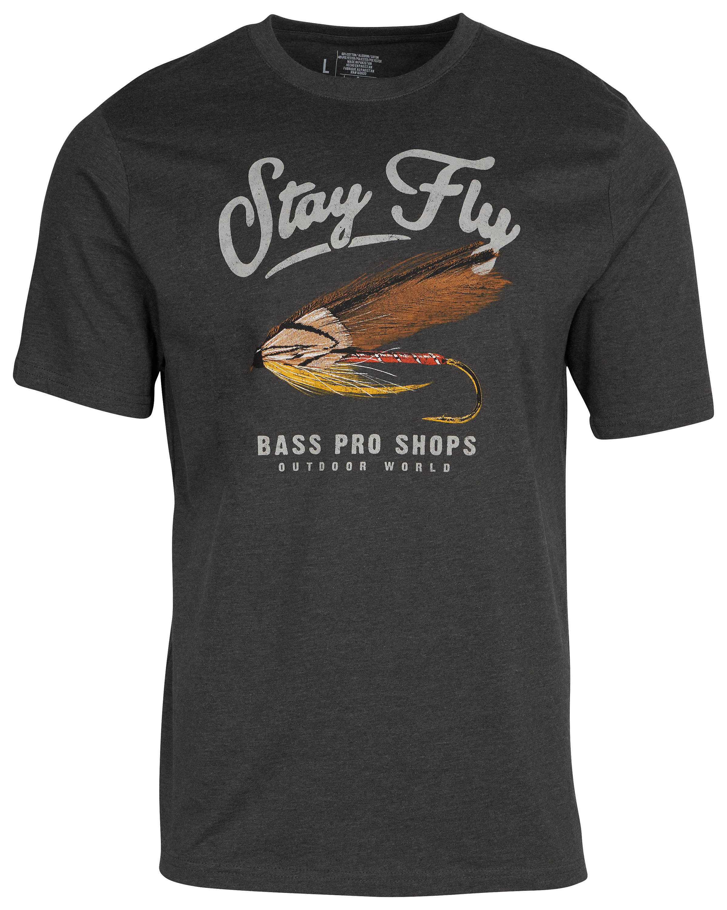 Image of Bass Pro Shops Stay Fly T-Shirt for Men - Heather Charcoal