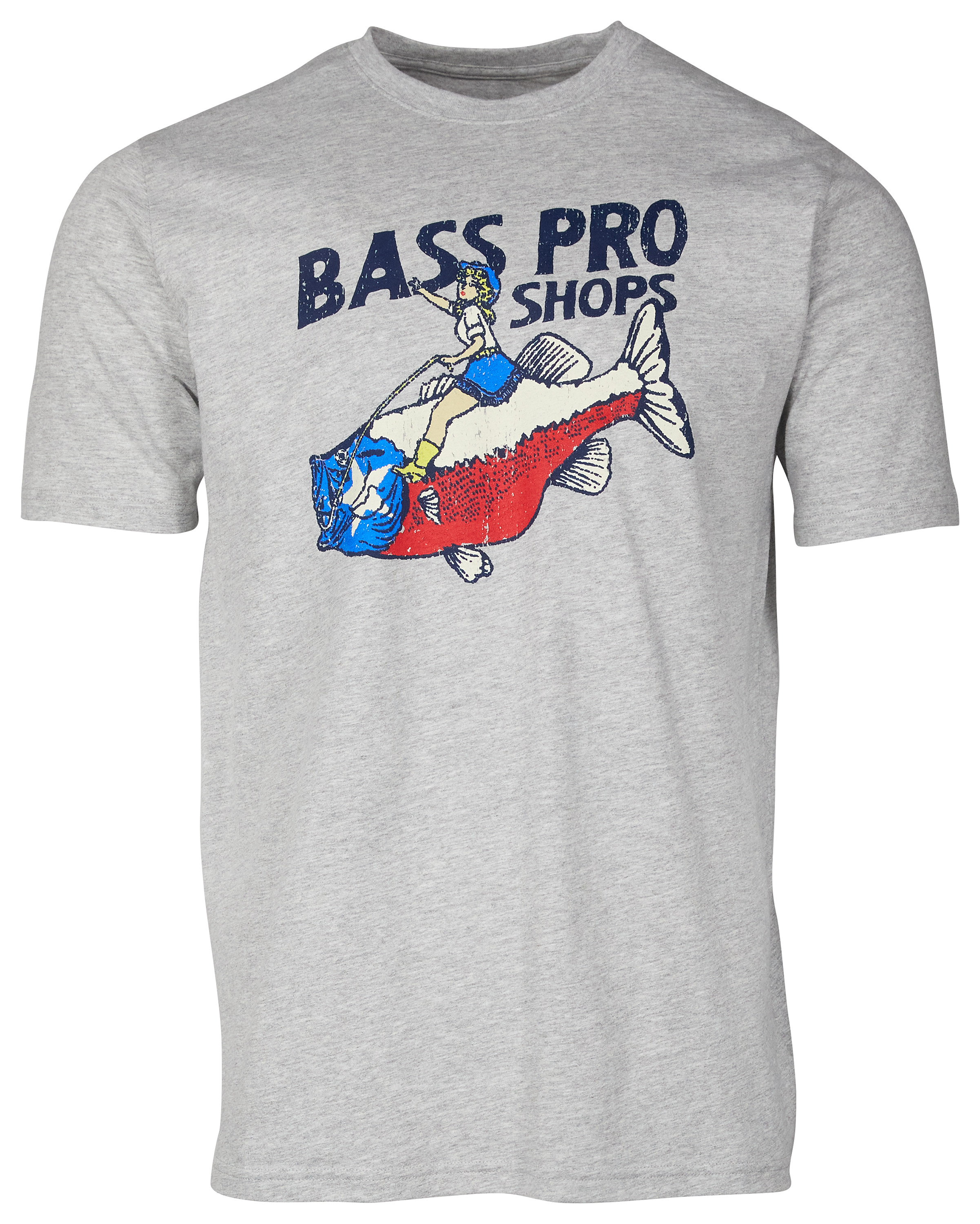 Image of Bass Pro Shops Texas Fishing Cowgirl T-Shirt for Men - TX Heather Gray - M