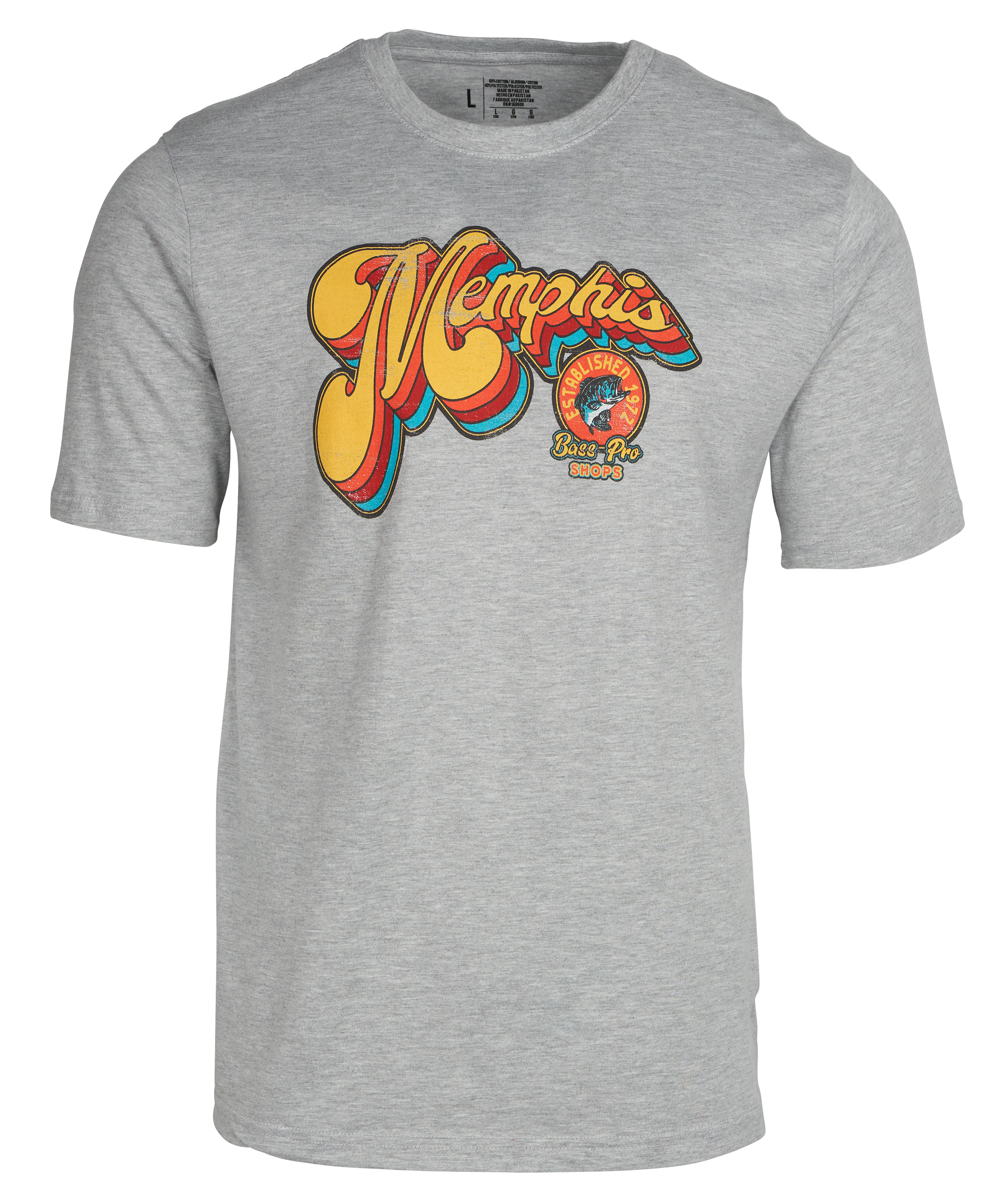 Image of Bass Pro Shops Memphis Retro Script Short-Sleeve T-Shirt for Men - Memphis/Gray - 2XL