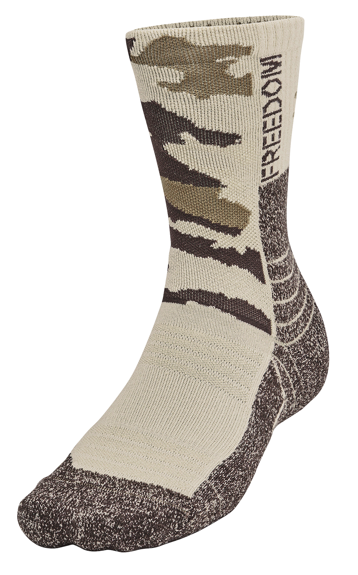 Image of Under Armour All-Weather Freedom Wool Crew Socks - Khaki/Maverick Brown - M