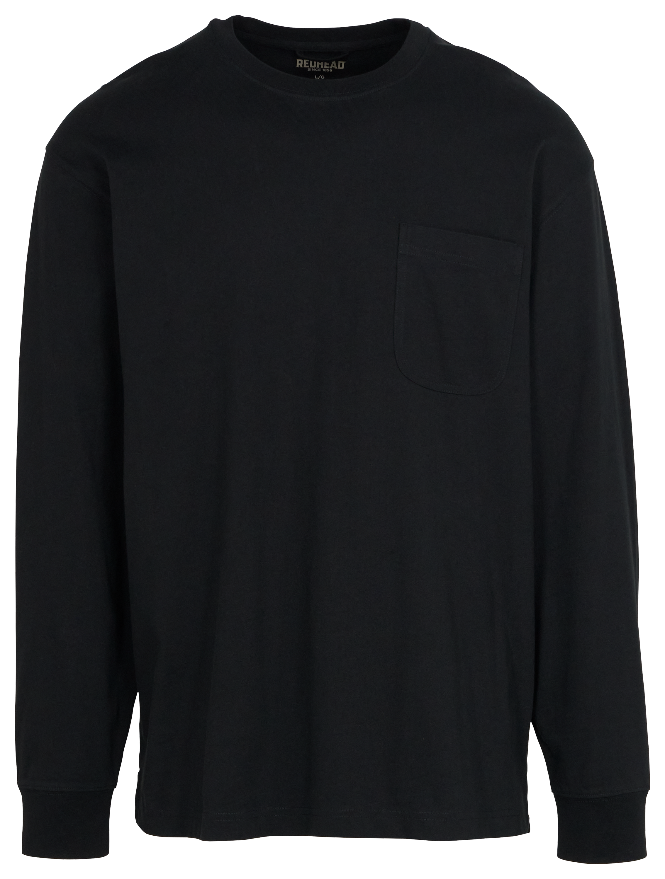 Image of RedHead Crew Neck Long-Sleeve Pocket T-Shirt for Men - Coal