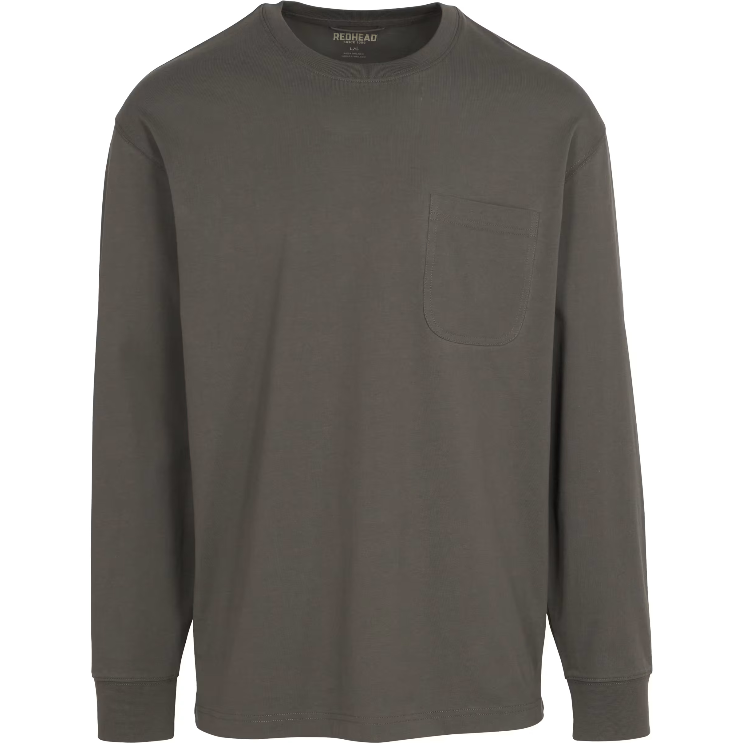 Image of RedHead Crew Neck Long-Sleeve Pocket T-Shirt for Men - Granite Gray