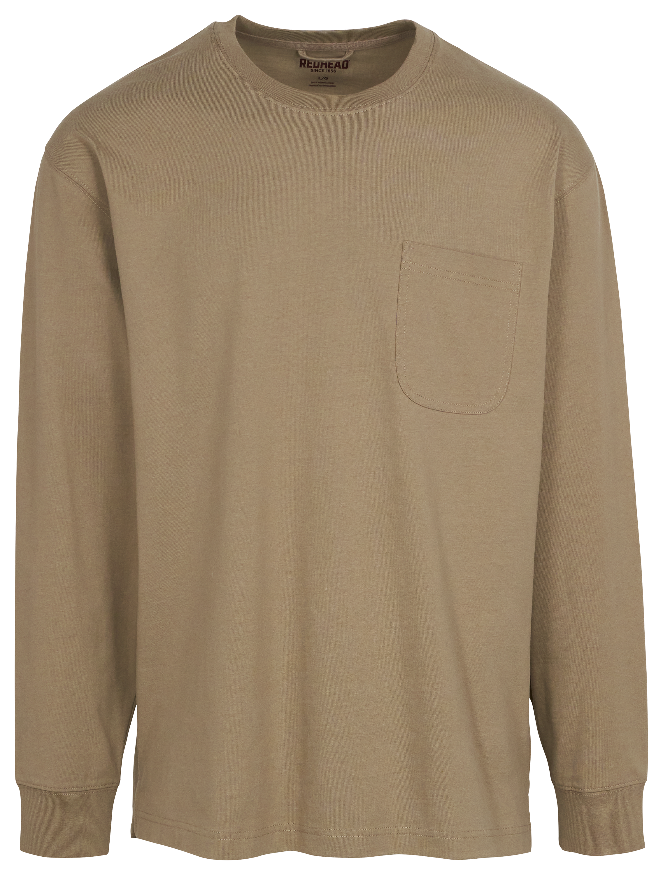 Image of RedHead Crew Neck Long-Sleeve Pocket T-Shirt for Men - Cashew - 2XL