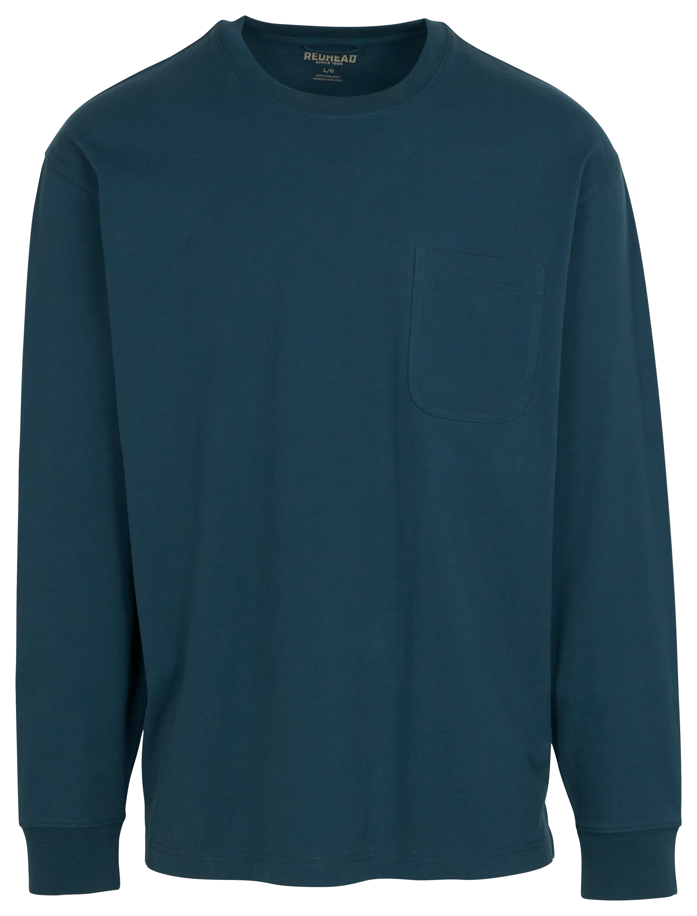 Image of RedHead Crew Neck Long-Sleeve Pocket T-Shirt for Men - Deep Sea