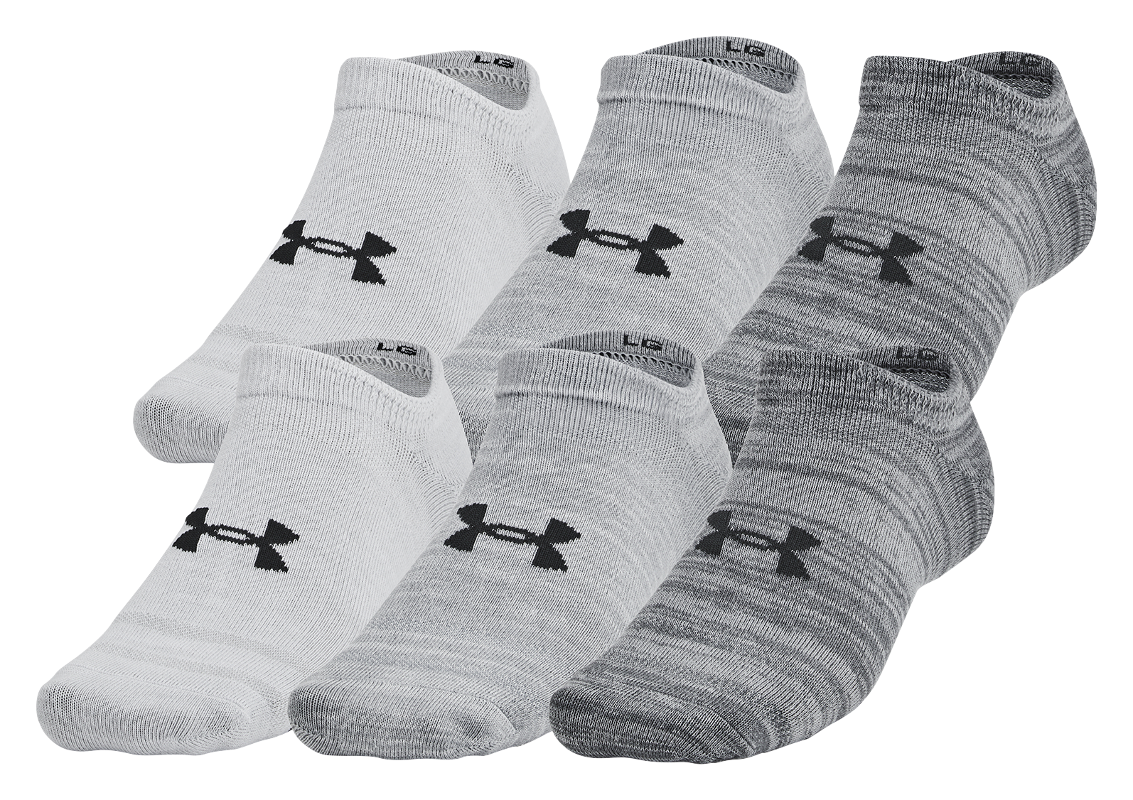 Image of Under Armour Essential No-Show Socks 6-Pair Pack - Castlerock/Anthracite - M