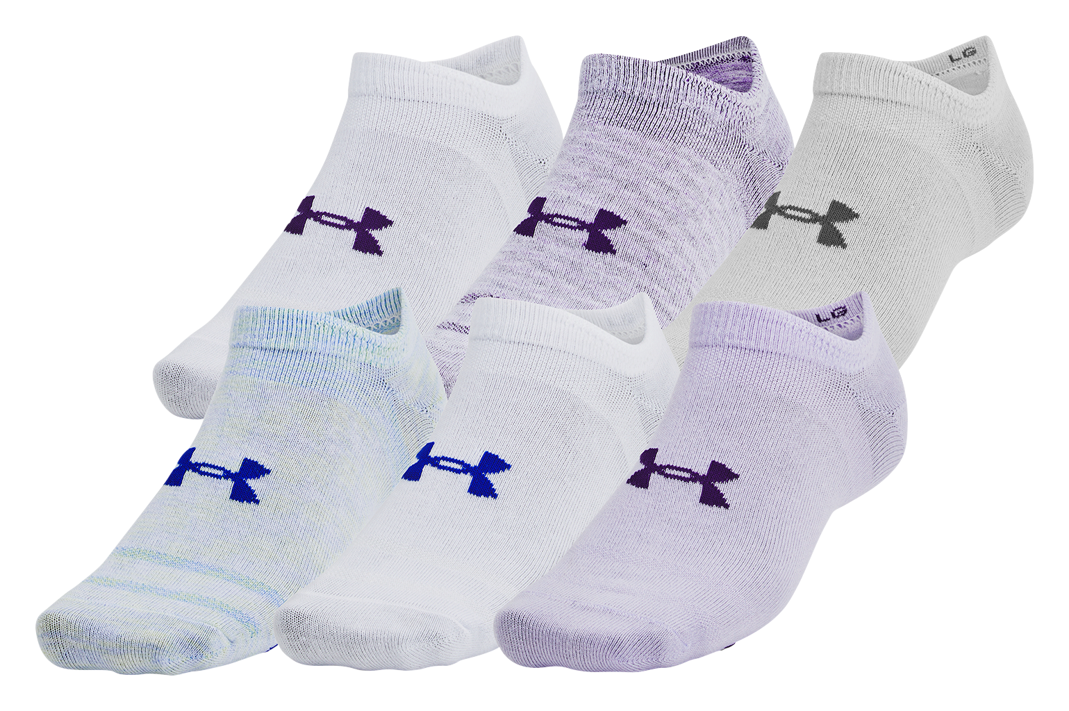 Image of Under Armour Essential No-Show Socks 6-Pair Pack - Salt Purple/White/Purple - M