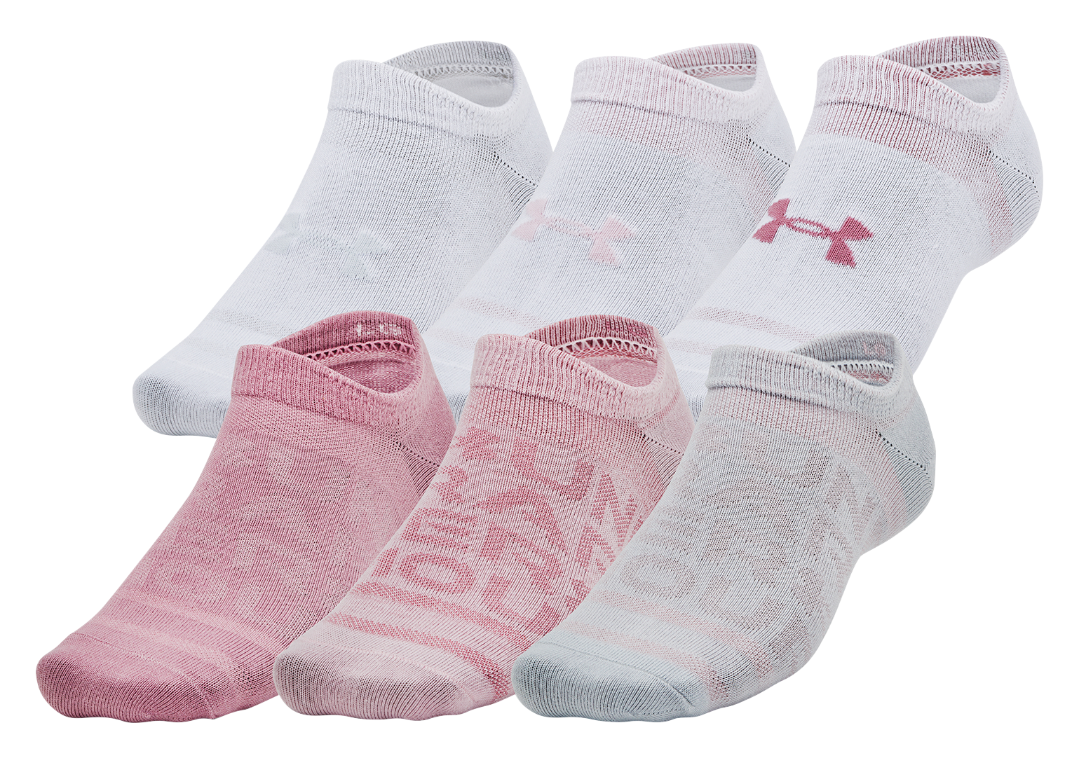 Image of Under Armour Essential No-Show Socks 6-Pair Pack - Pink Elixer - M