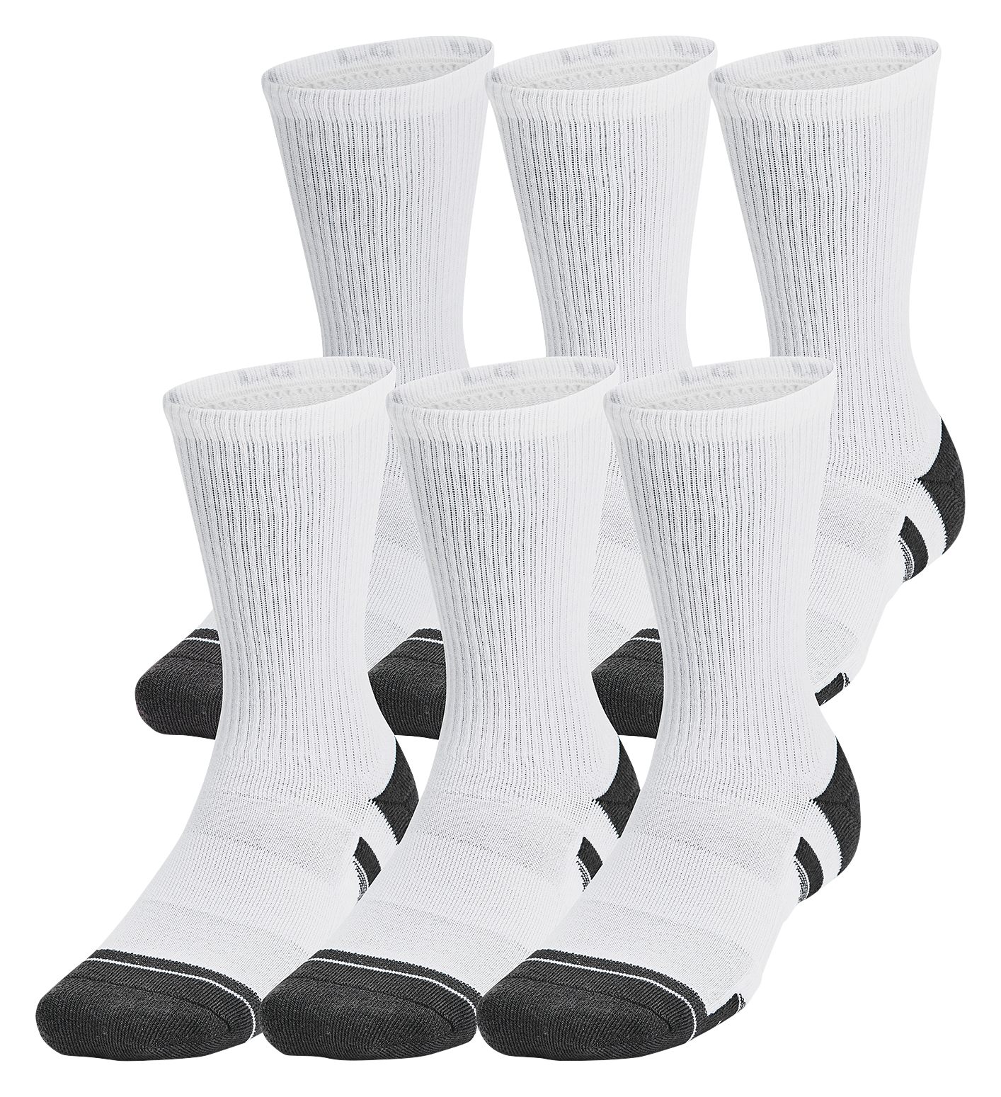 Image of Under Armour Performance Tech Crew Socks 6-Pair Pack - White/Steel - M