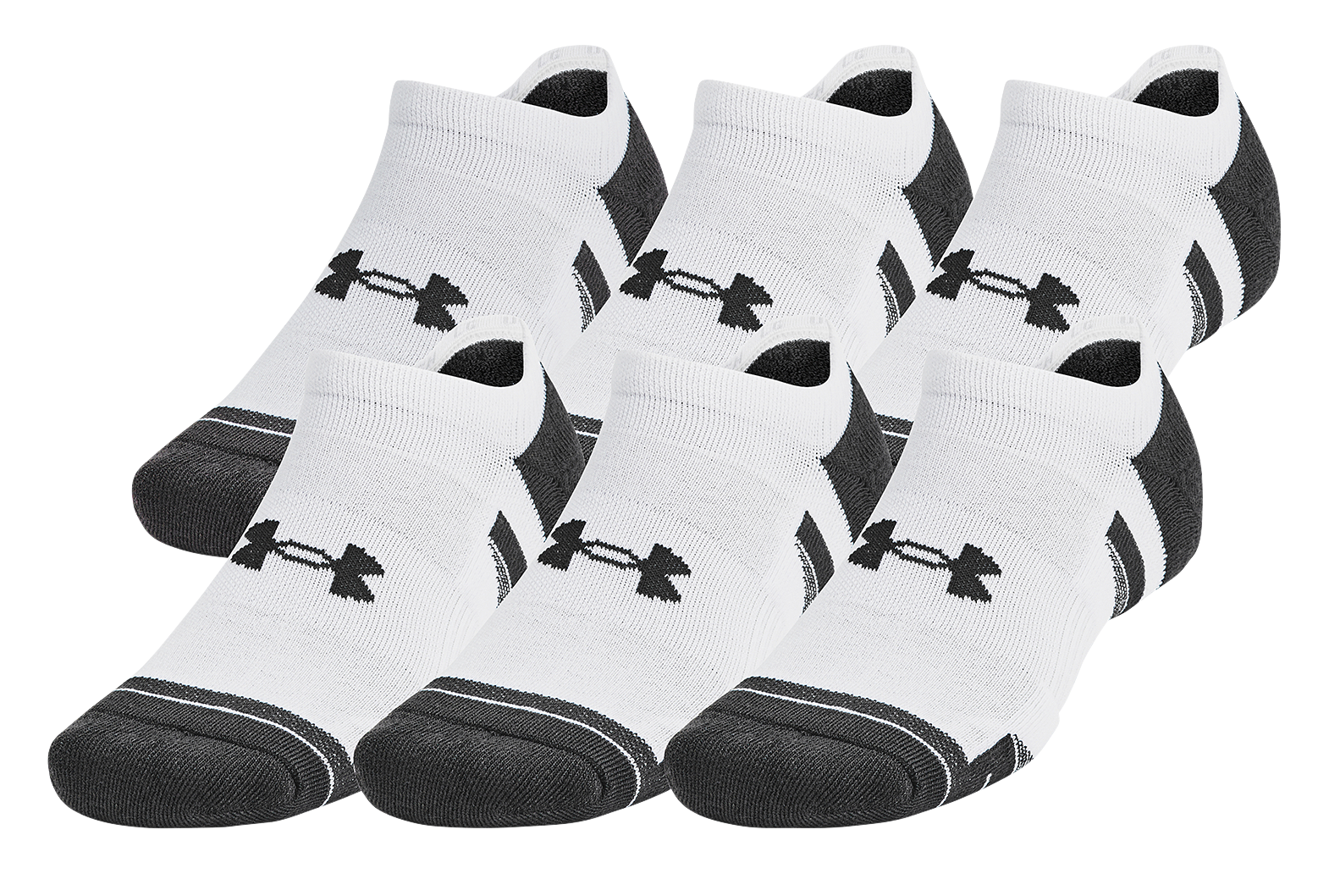 Image of Under Armour Performance Tech No-Show Socks 6-Pair Pack - White - M