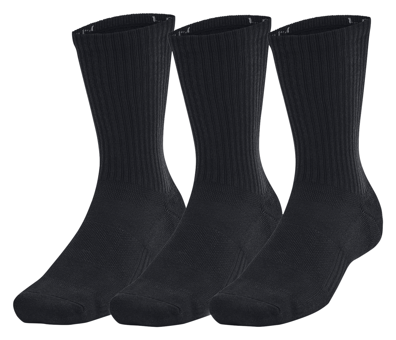 Image of Under Armour Training Cotton Crew Socks 3-Pair Pack - Black/Castlerock - M