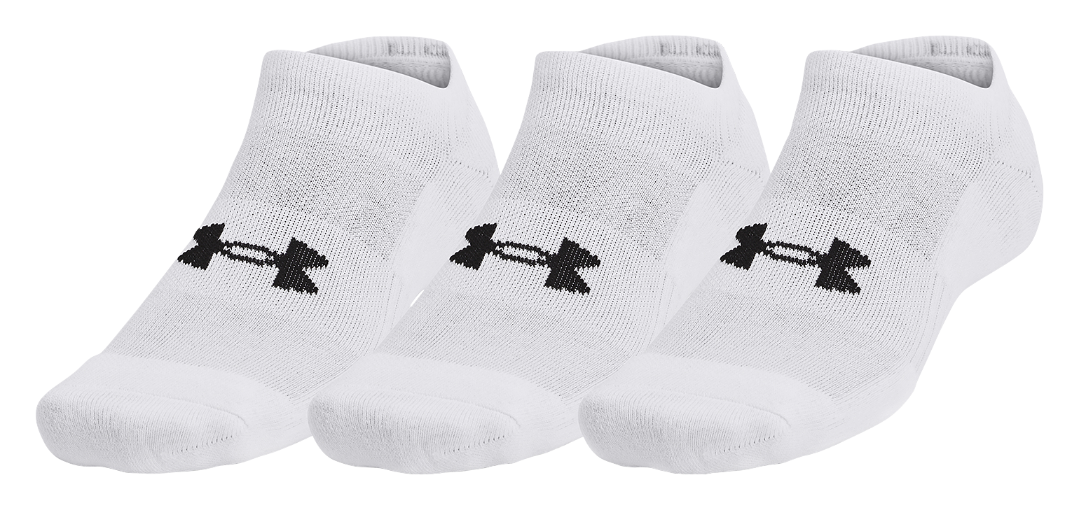 Image of Under Armour Training Cotton No-Show Socks 3-Pair Pack - White/Steel - M