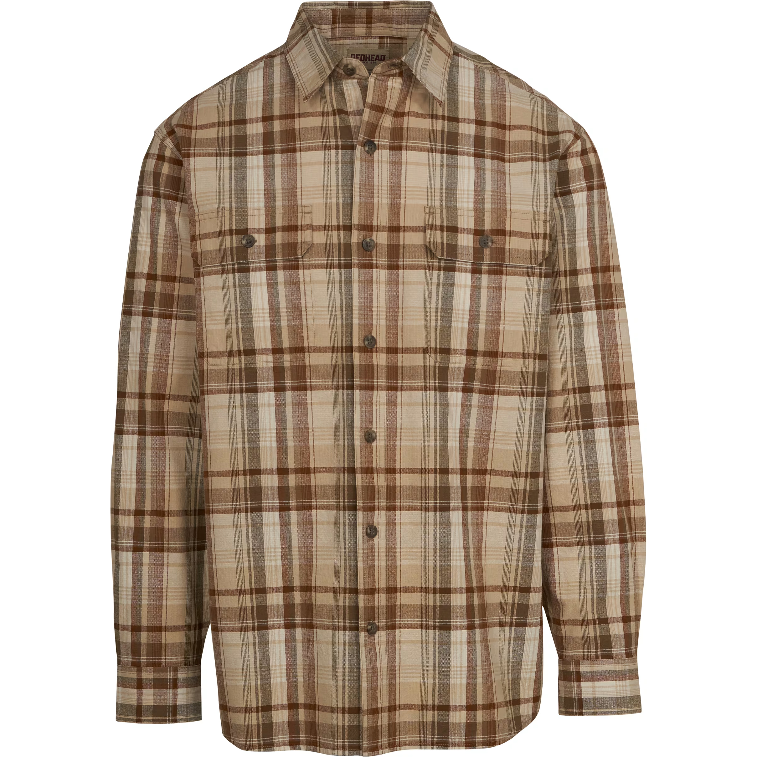 Image of RedHead Rock Creek Ripstop Plaid Long-Sleeve Shirt for Men - Khaki
