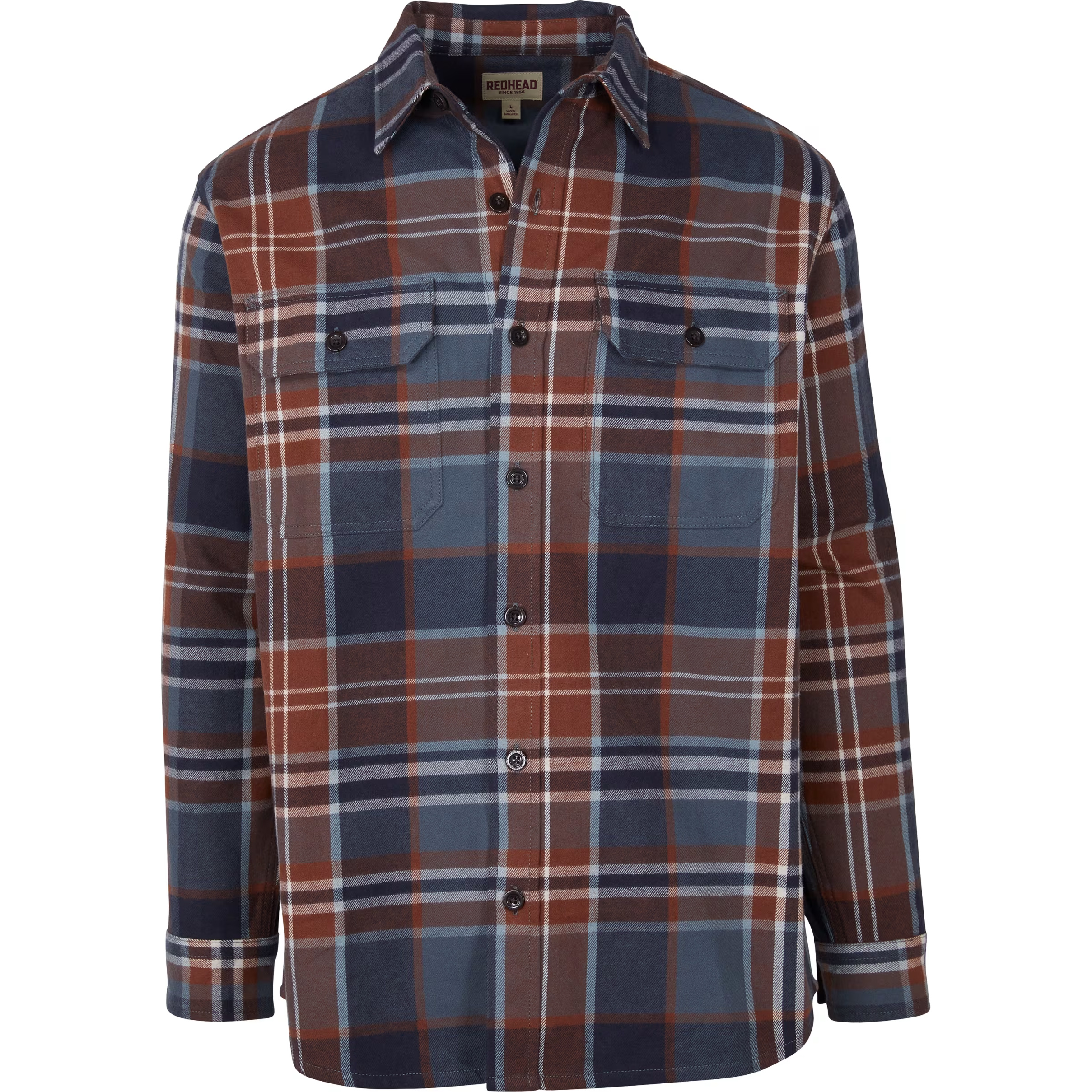 Image of RedHead Brownsboro Brawny Flannel Long-Sleeve Shirt - Navy