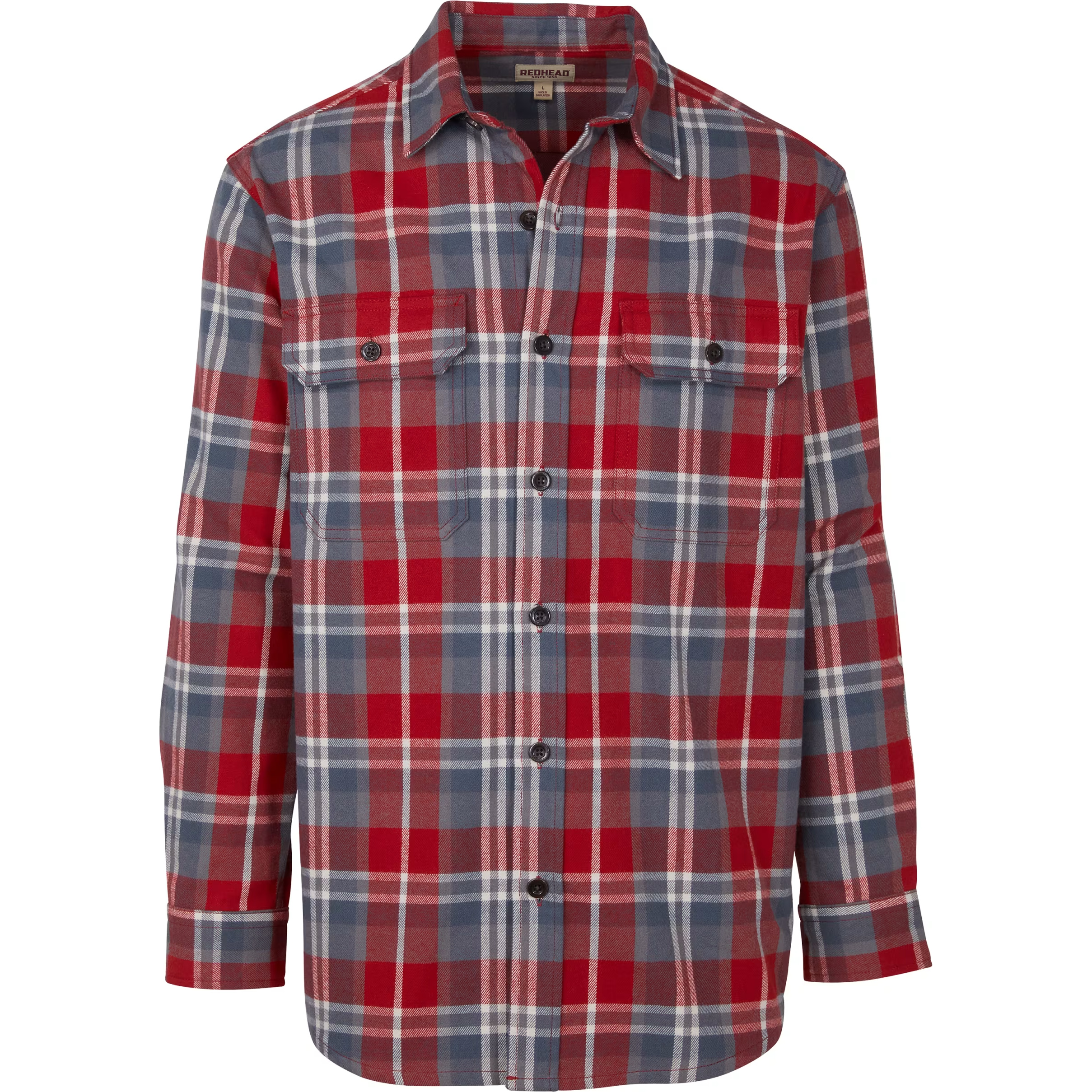 Image of RedHead Brownsboro Brawny Flannel Long-Sleeve Shirt - Red - M