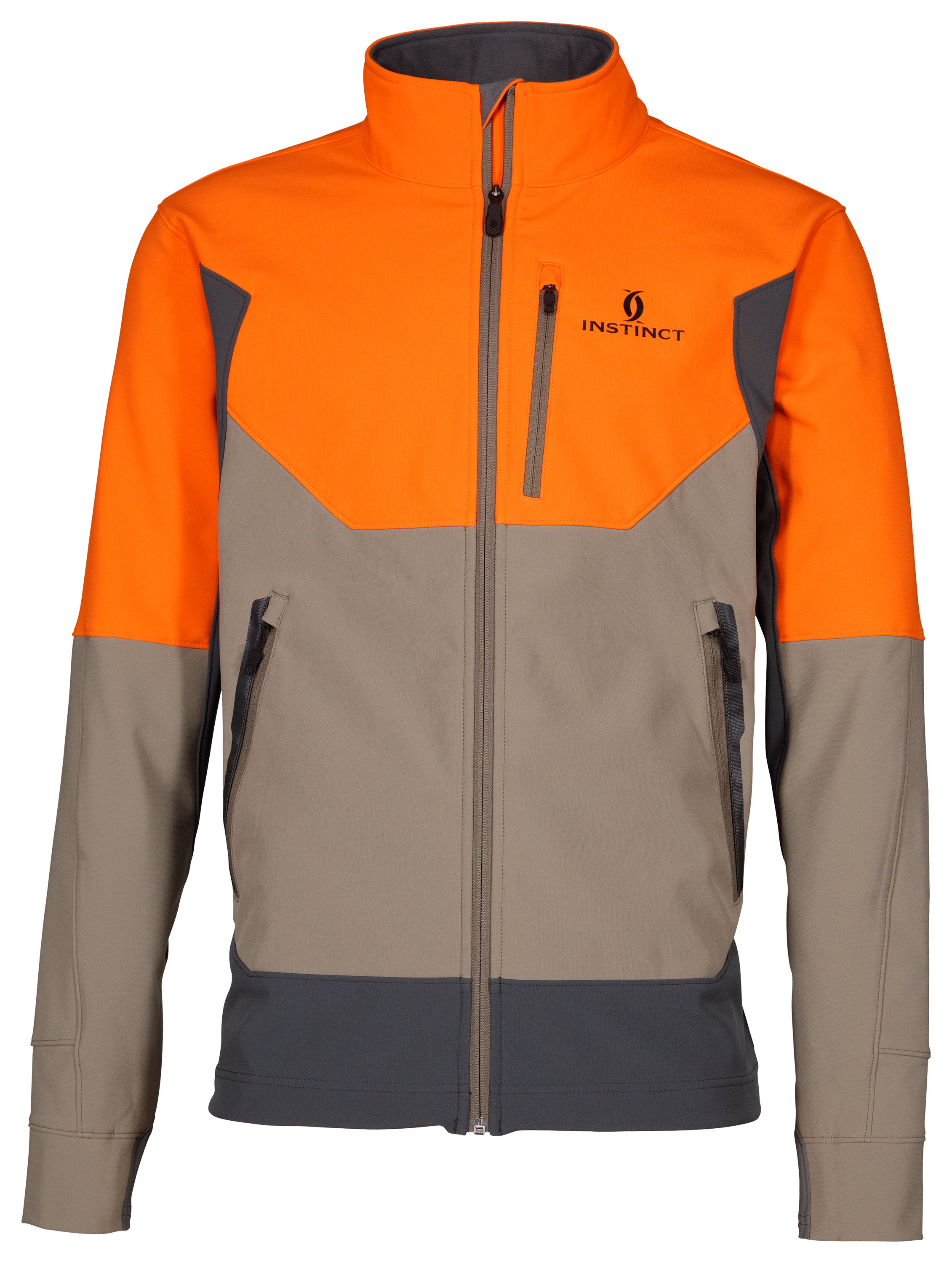 Image of Cabela's Instinct Prairie Runner Upland Jacket for Men - Desert/Slate/Blaze Orange - L