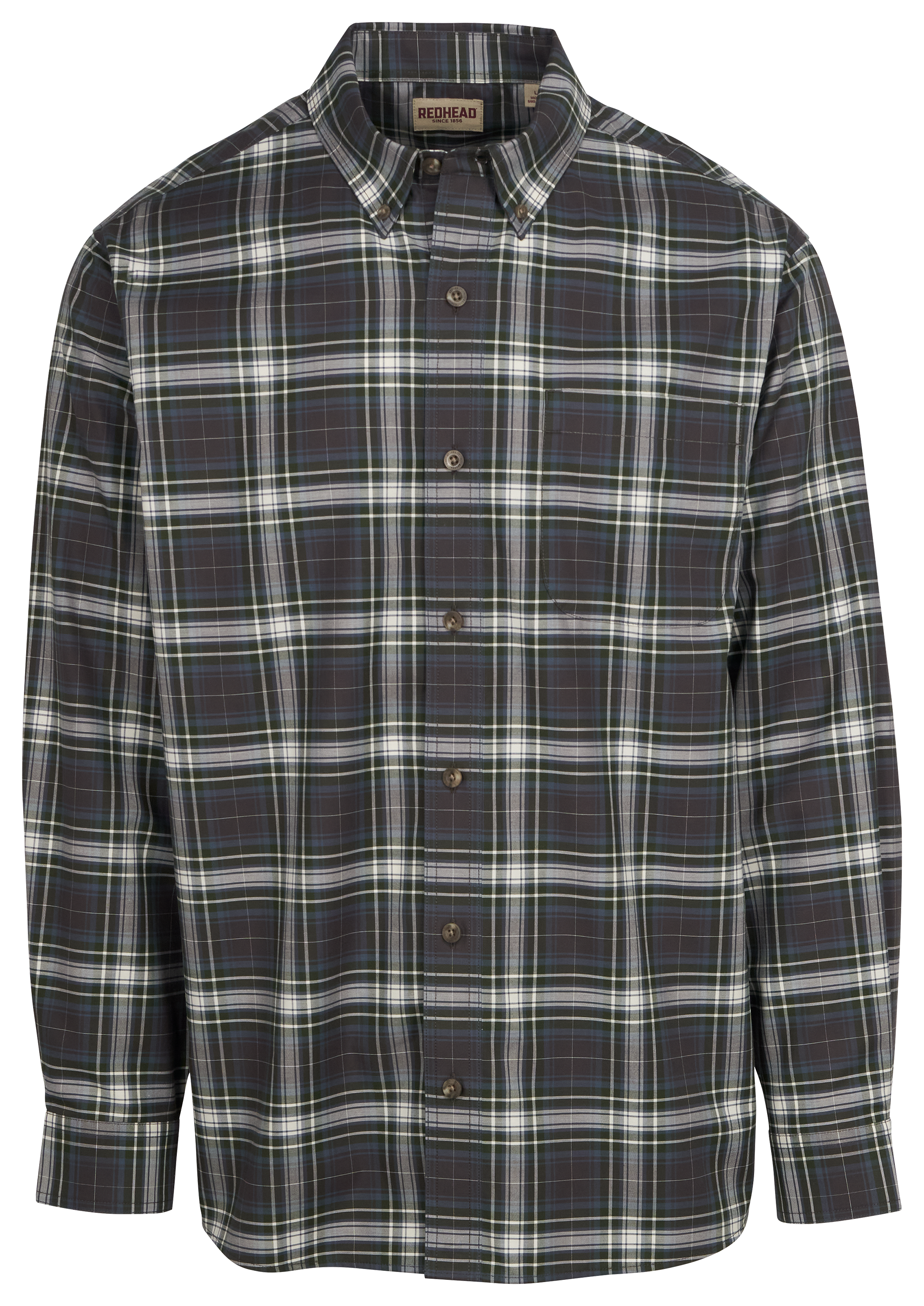 Image of RedHead Wrinkle-Free Easy-Care Button-Down Long-Sleeve Shirt for Men - Raven Plaid - L