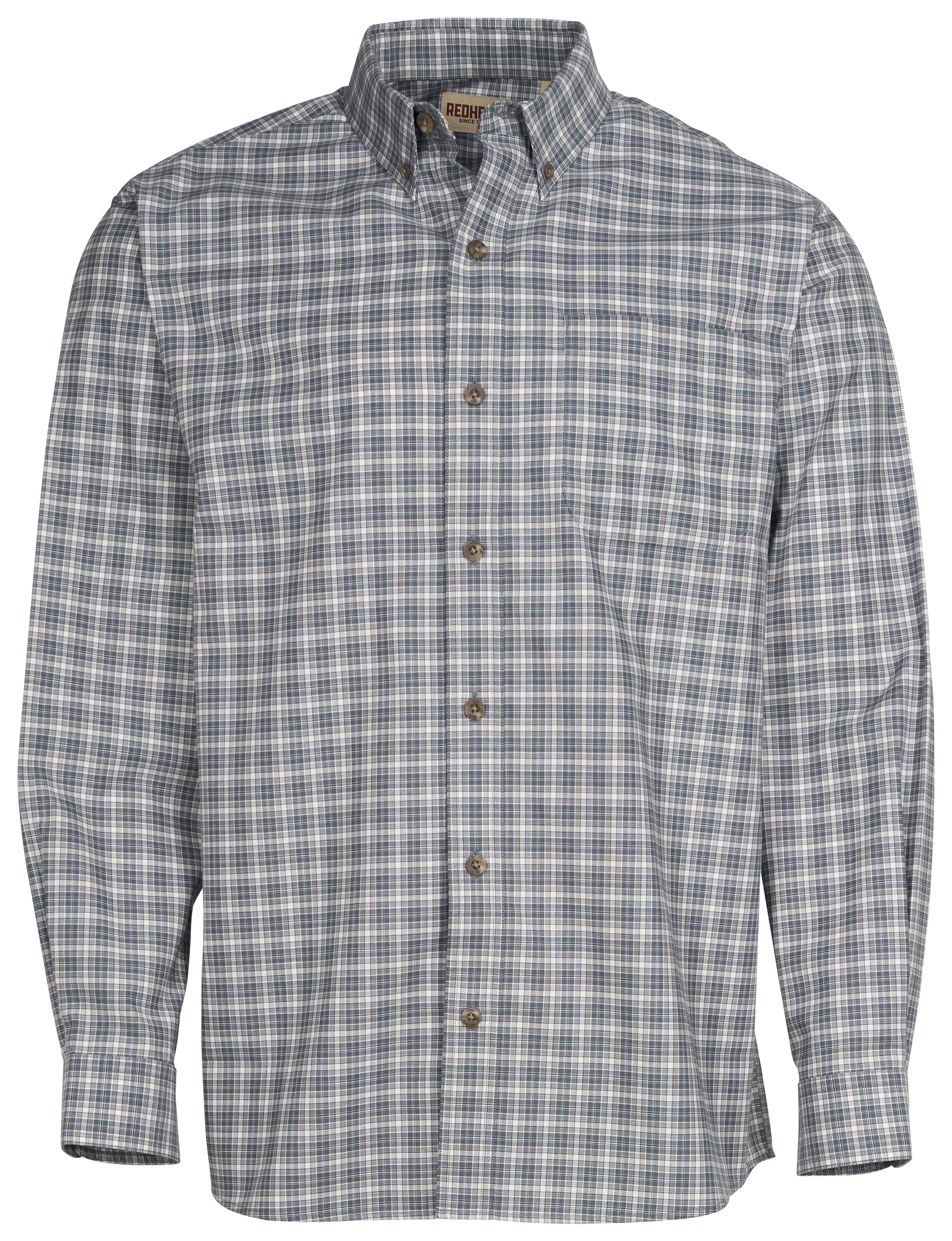 Image of RedHead Wrinkle-Free Easy-Care Button-Down Long-Sleeve Shirt - Plum Check