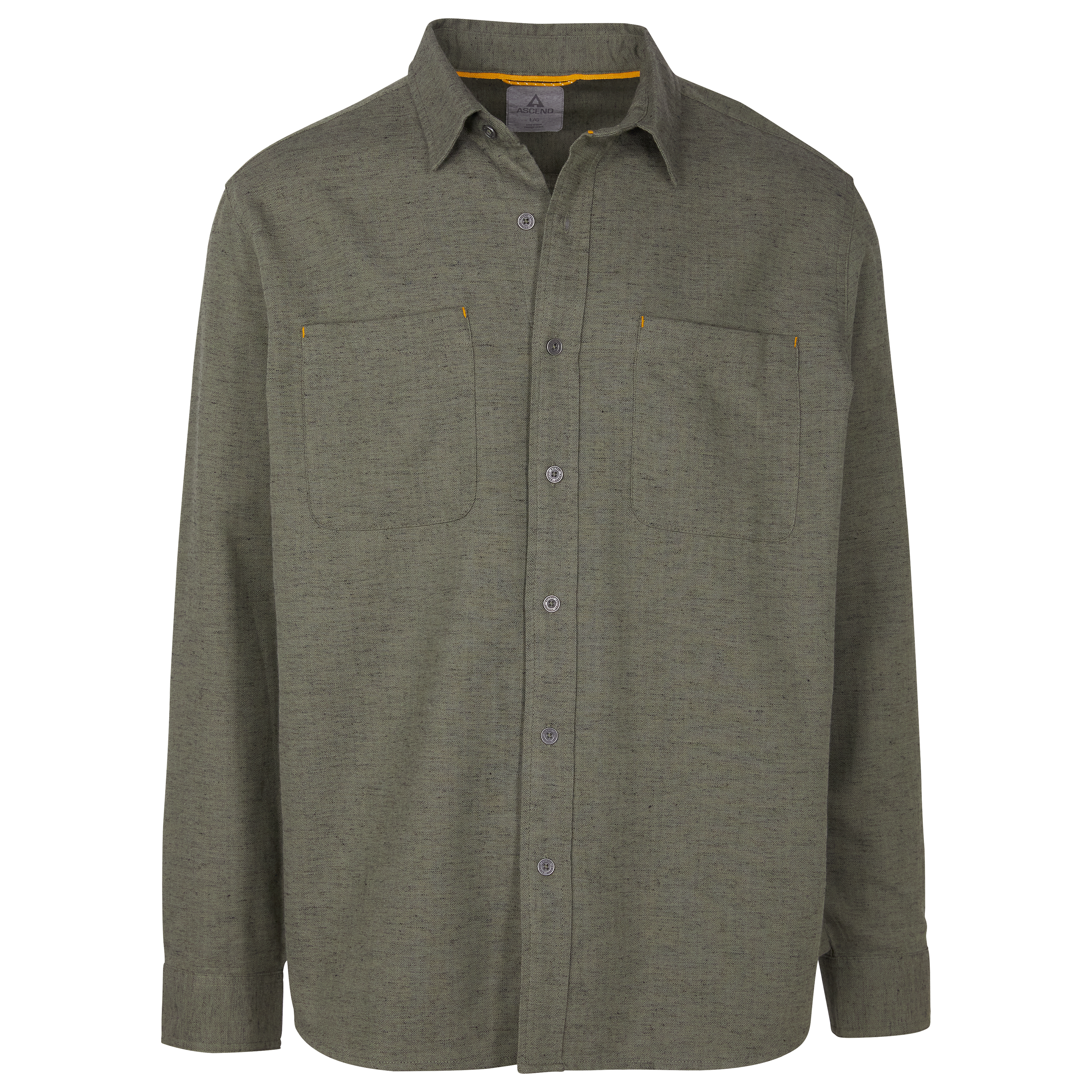 Image of Ascend Slub Herringbone Long-Sleeve Button-Down Shirt - Four Leaf Clover