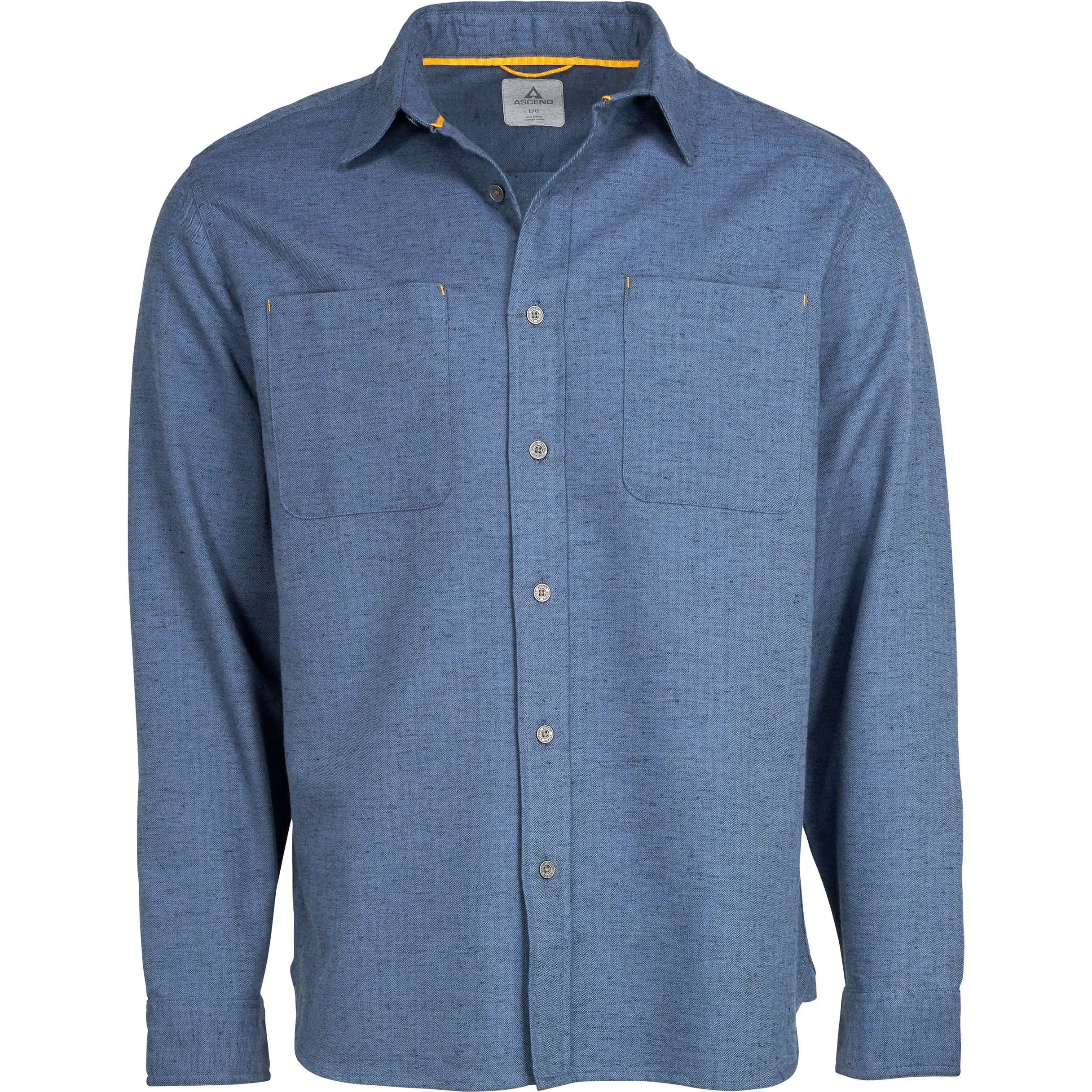 Image of Ascend Slub Herringbone Long-Sleeve Button-Down Shirt - Bering Sea - S