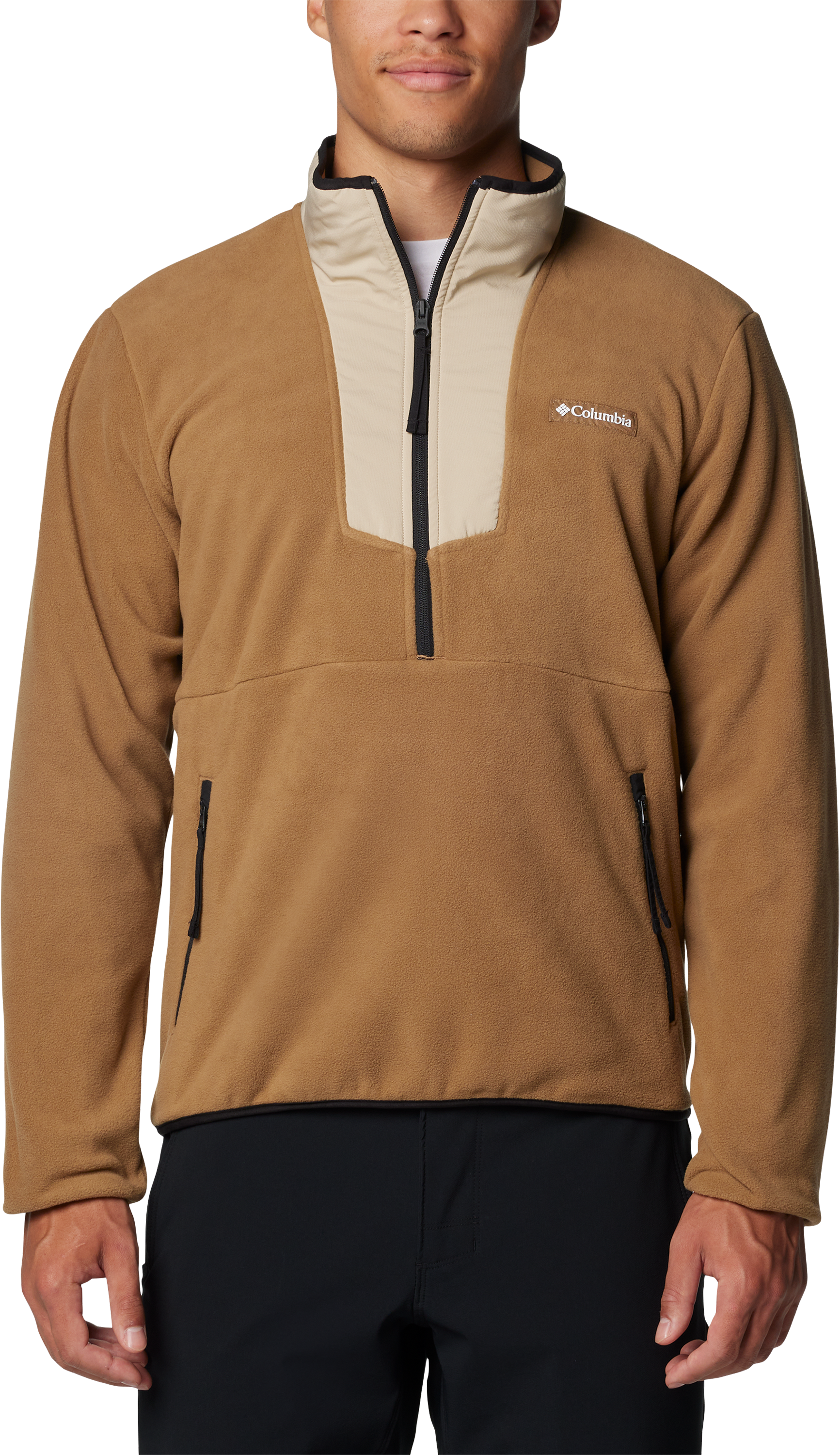 Image of Columbia Sequoia Grove Half-Zip Fleece Pullover for Men - Delta/Ancient Fossil/Black - L